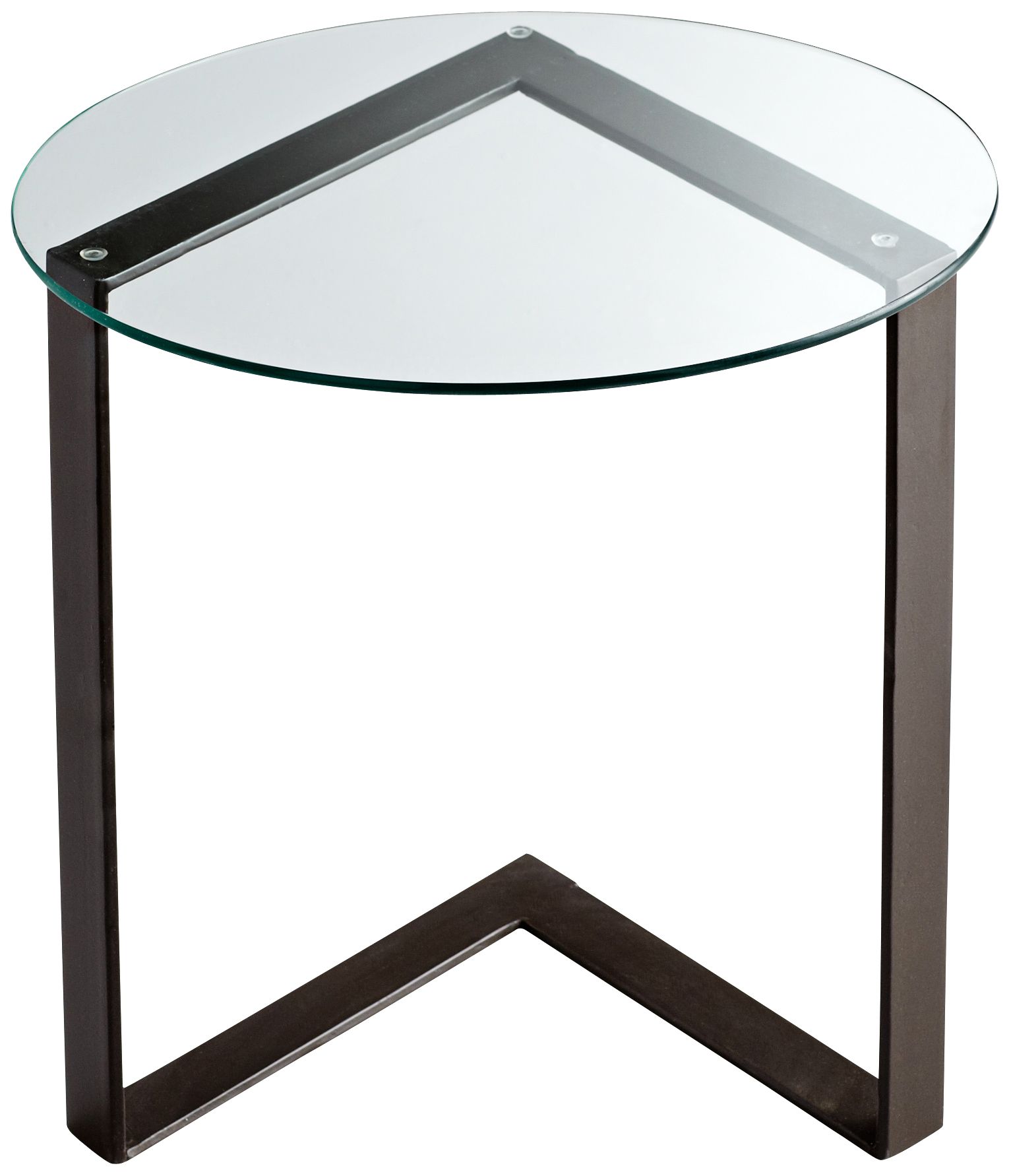 Round Iron and Glass Arrow Accent Table