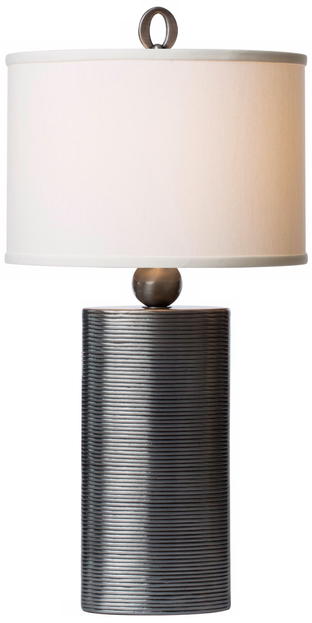 Thumprints Reflection Off-White Shade Pewter Table Lamp