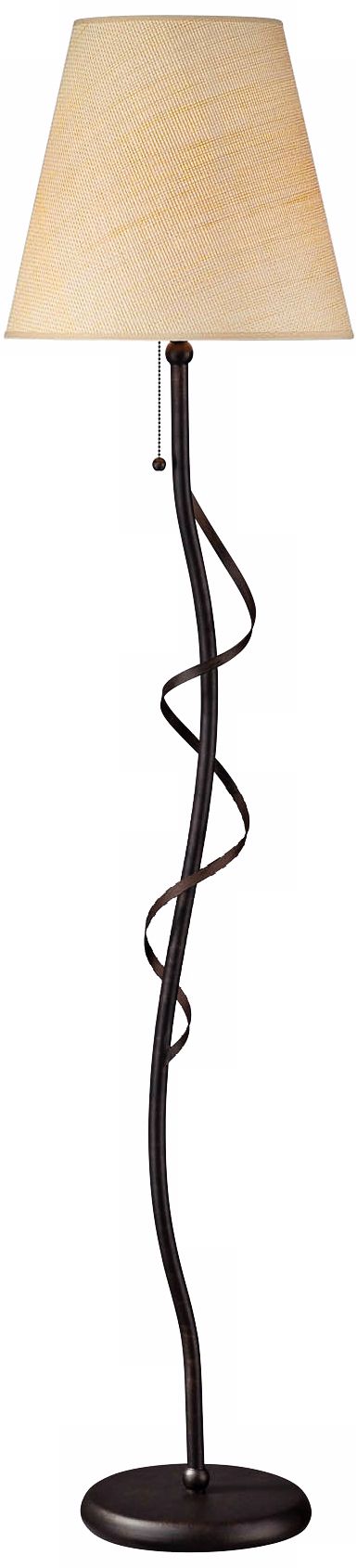 Lite Source Linette Curved Ribbon Antique Bronze Floor Lamp