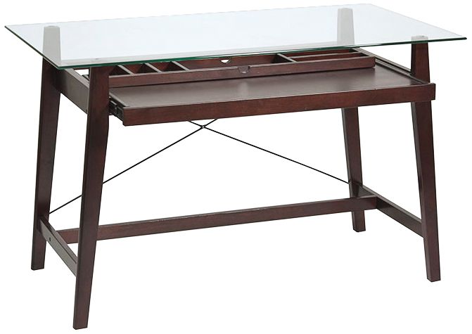 Tribeca Glass and Espresso Computer Desk