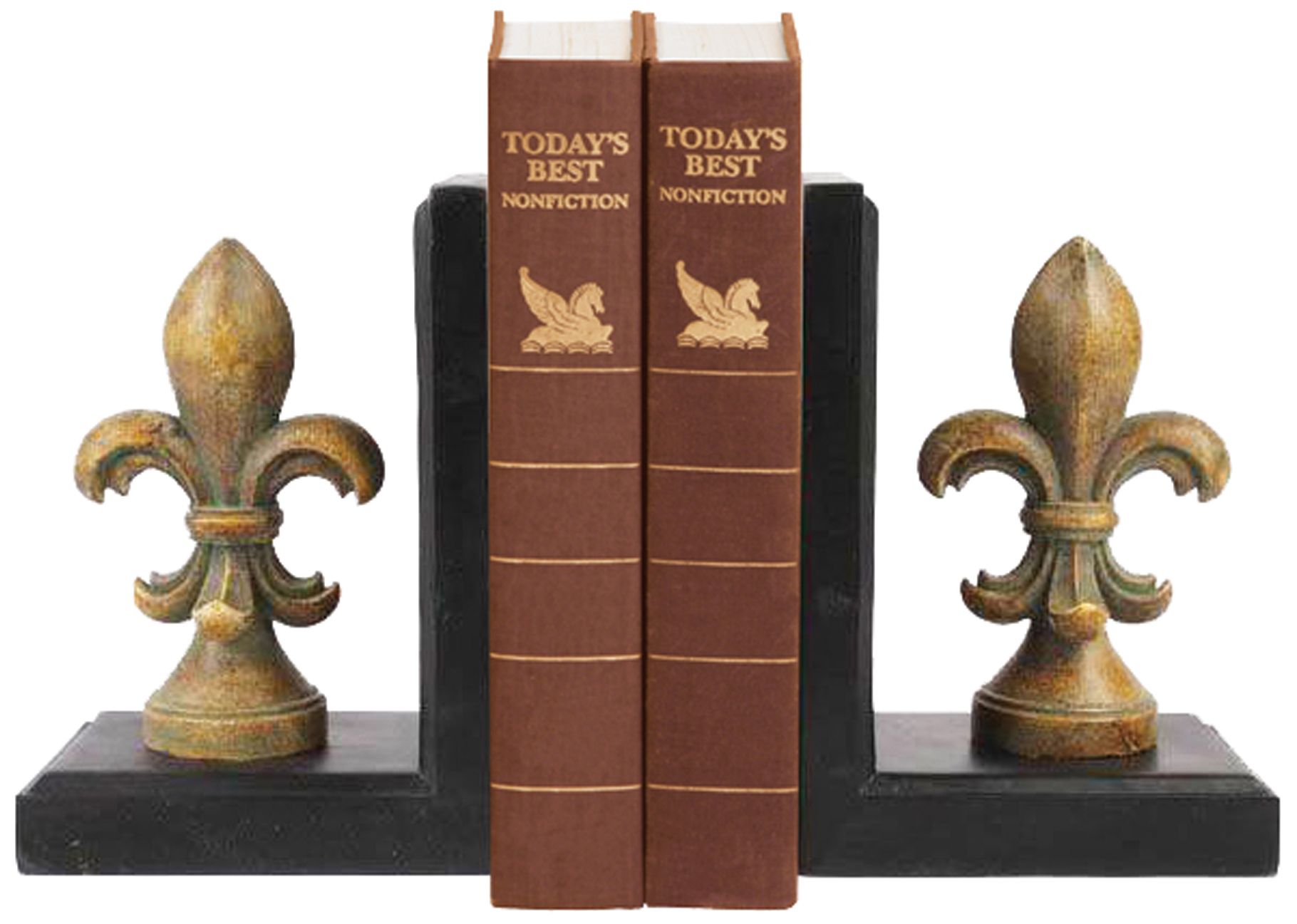 Set of 2 Regal Finial Gold Fleur-De-Lis Bookends