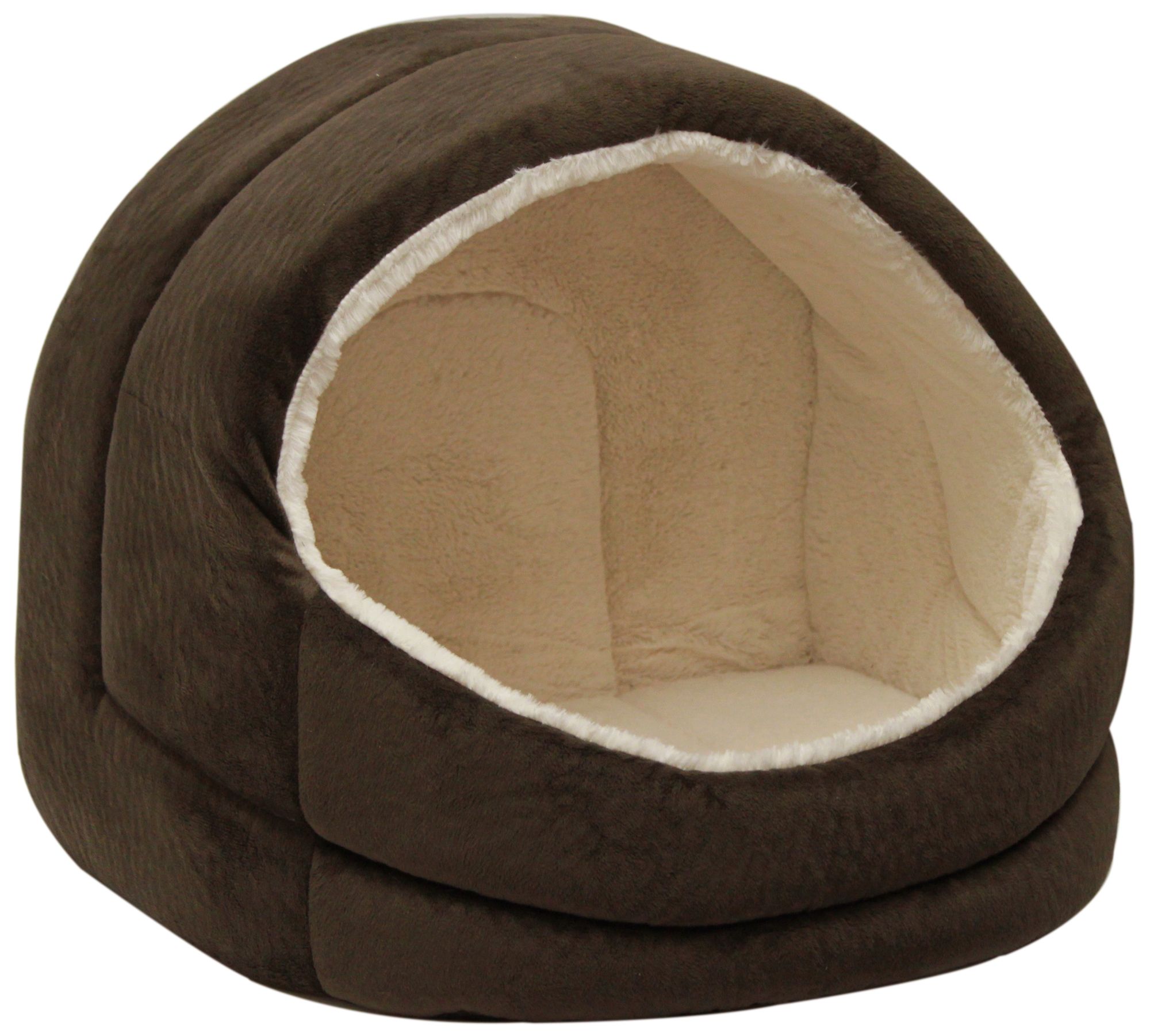 Brown Micro-Suede Pet Bed Hut