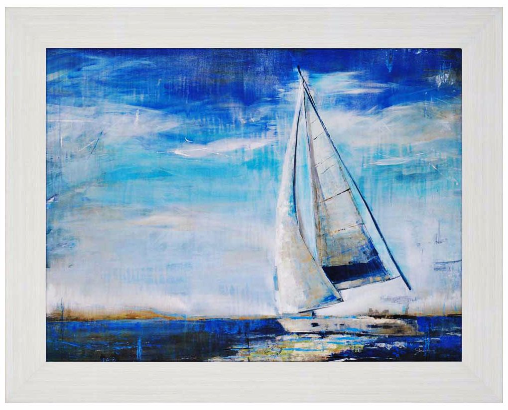 Sail Away 47" Wide Framed Sailboat Wall Art