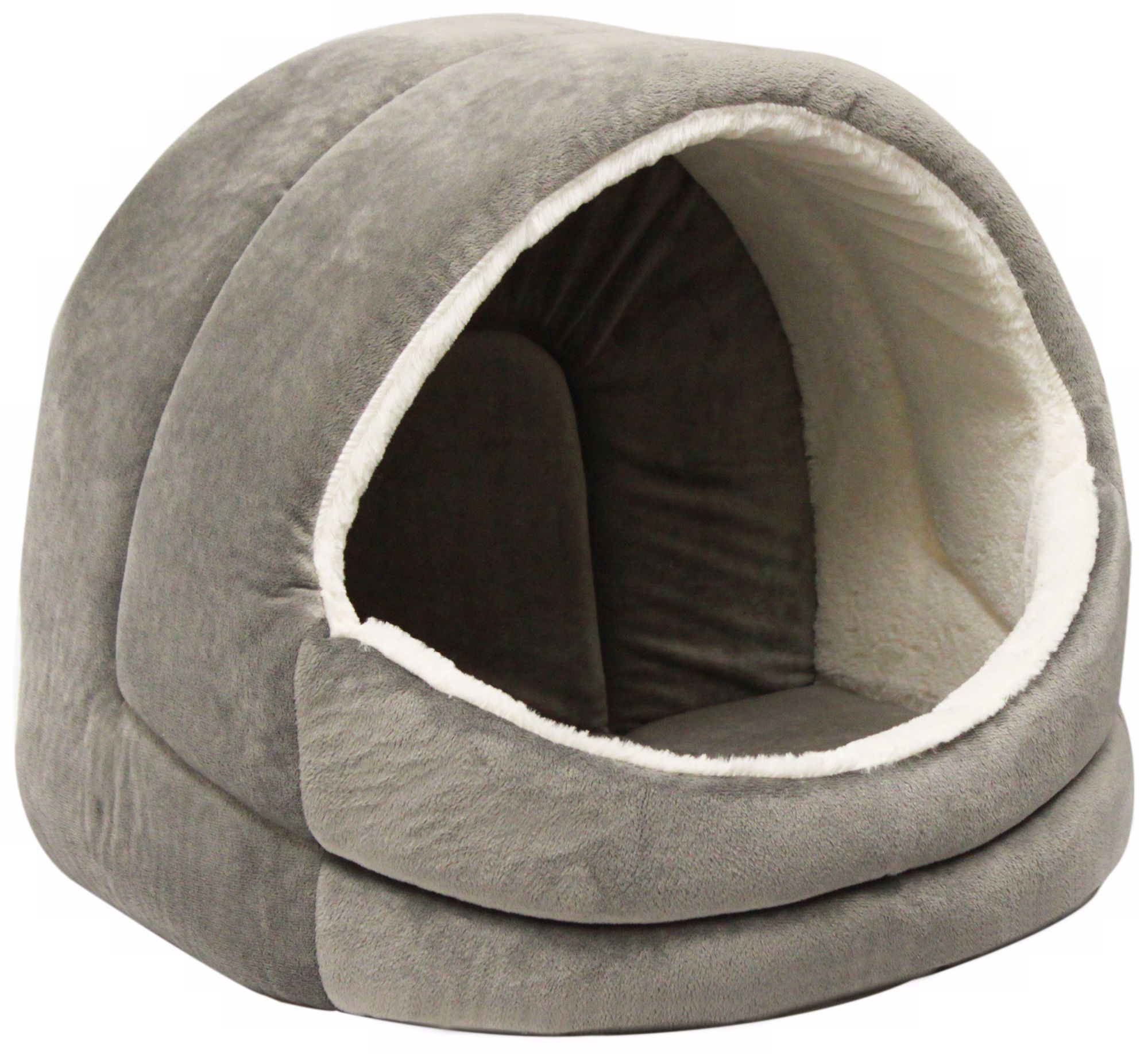 Grey Micro-Suede Pet Bed Hut