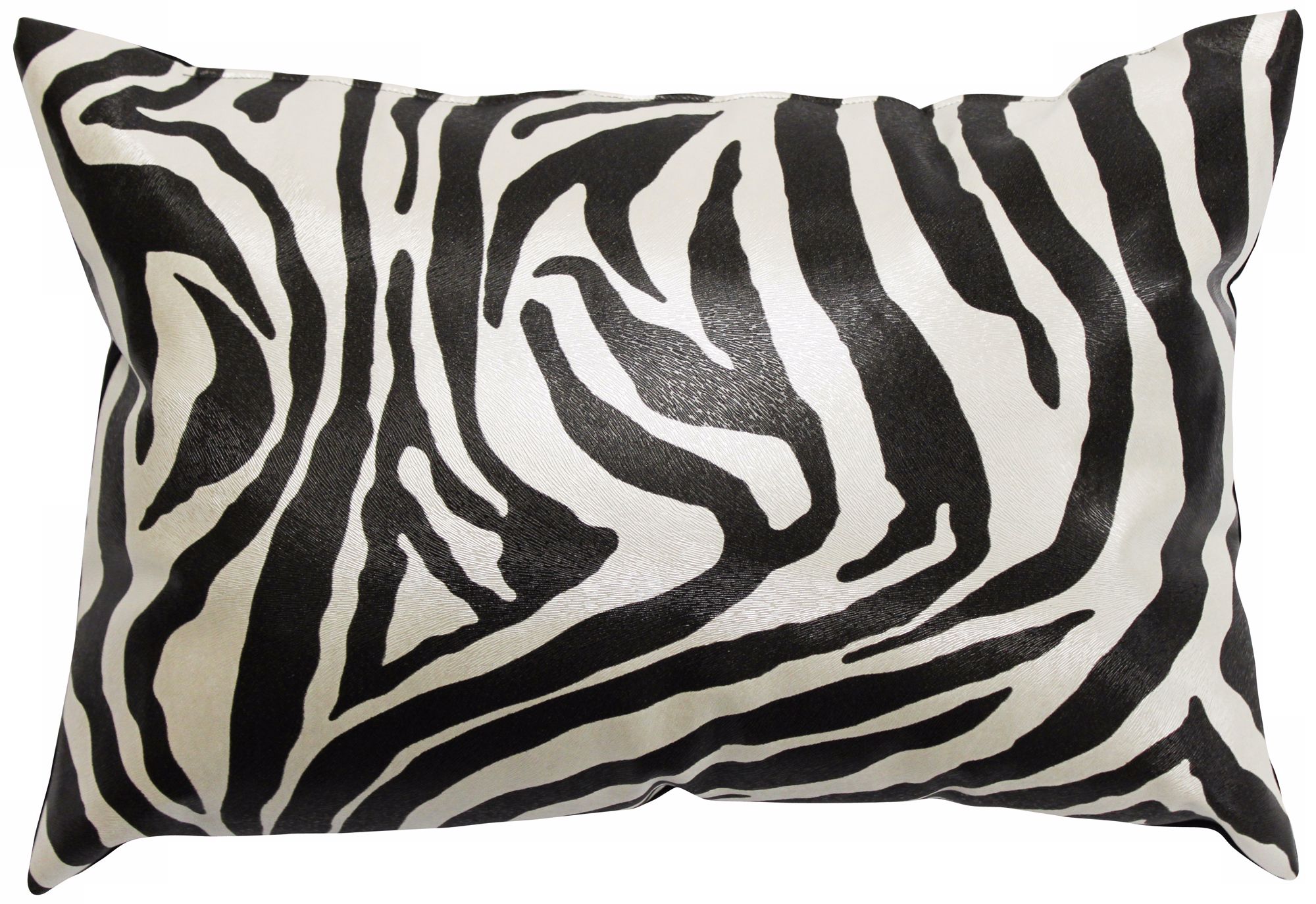 Faux Leather Black Zebra 20" Wide Decorative Throw Pillow