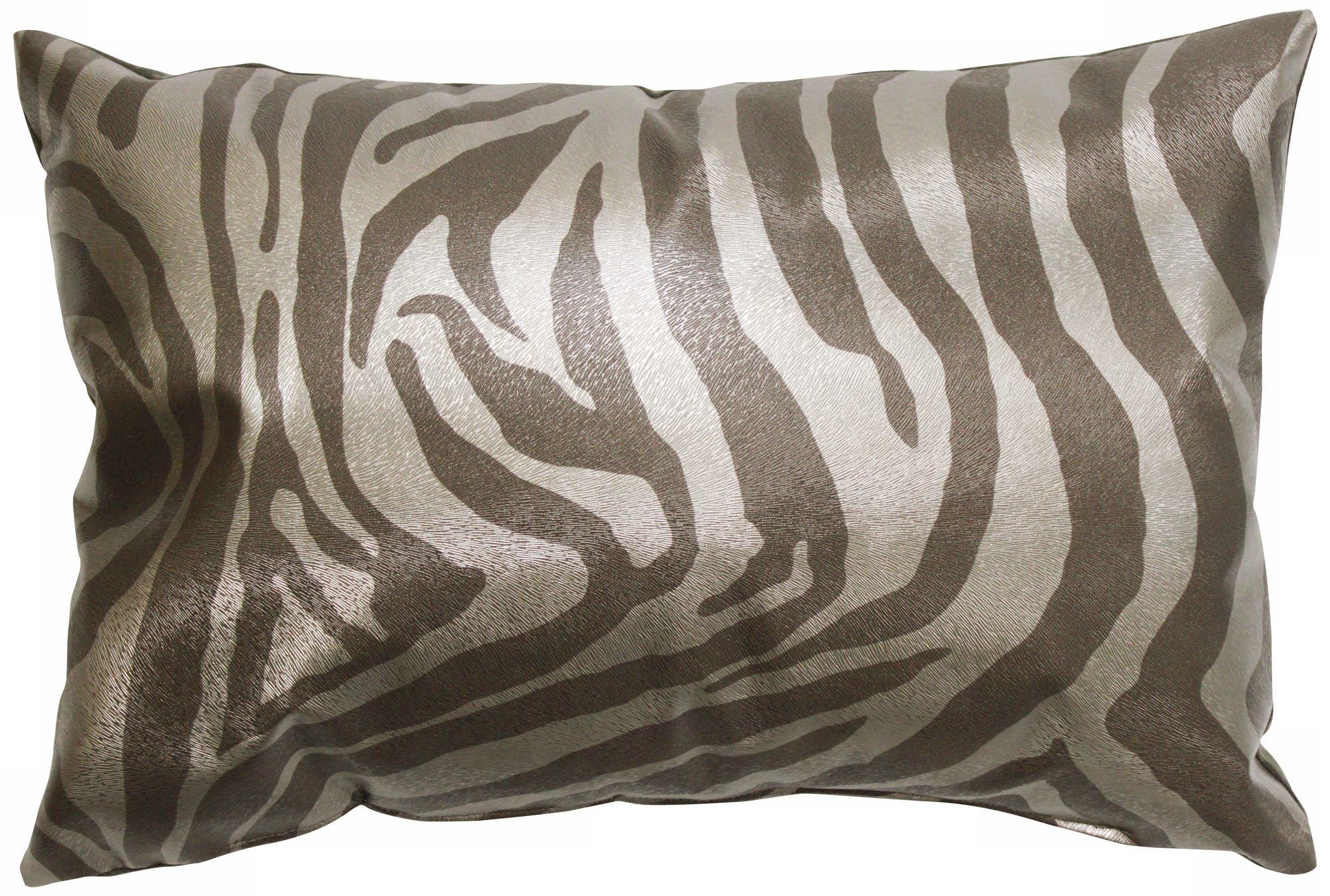 Faux Leather Silver Zebra 20" Wide Decorative Throw Pillow