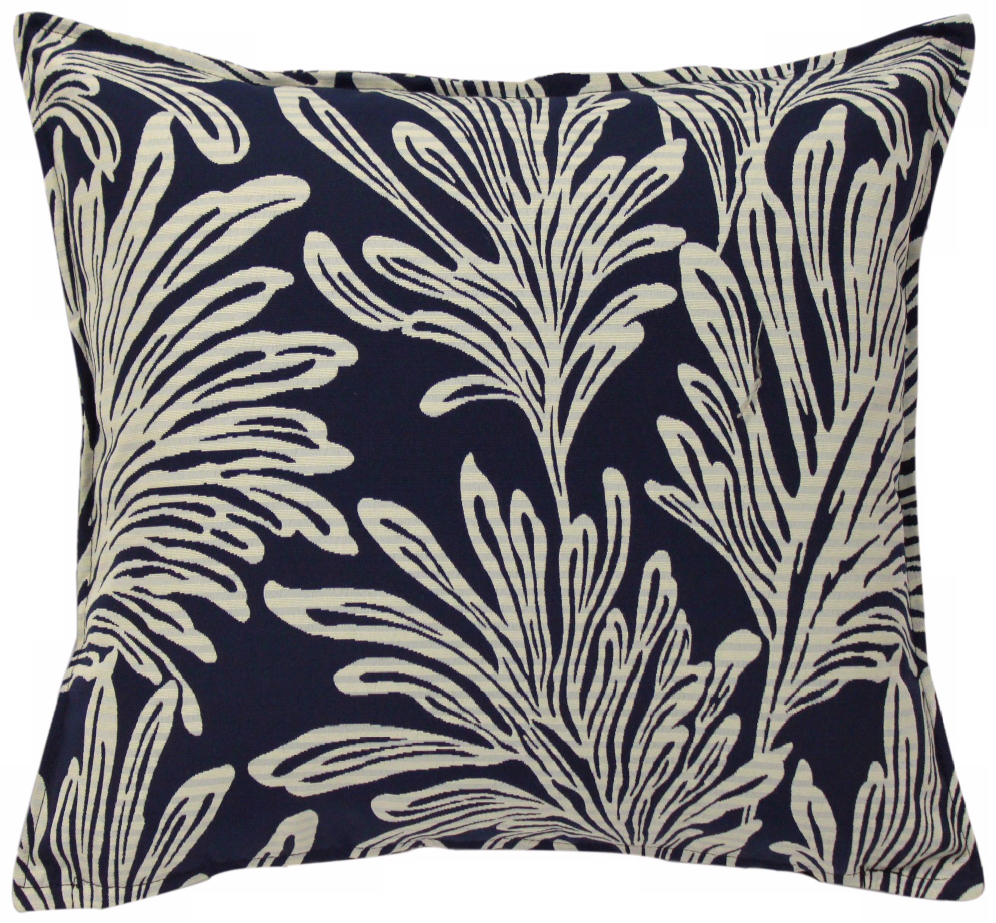 Navy Blue Leaf 20" Square Down Throw Pillow
