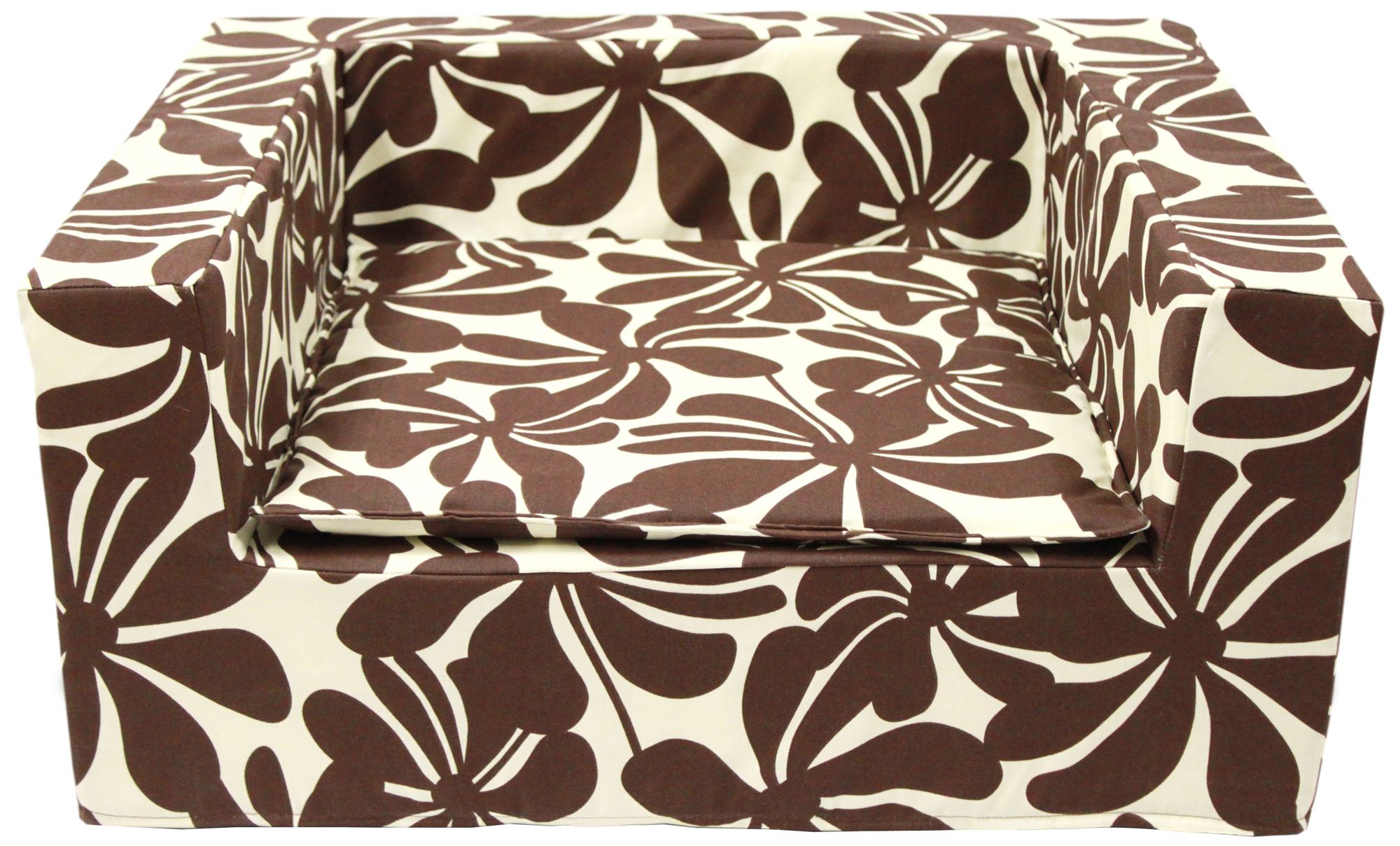 Luxury Brown Floral 27" Wide Medium Sofa Pet Bed