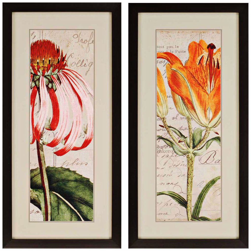 Set of 2 Jardin Botanique 46" High Framed Floral Wall Art