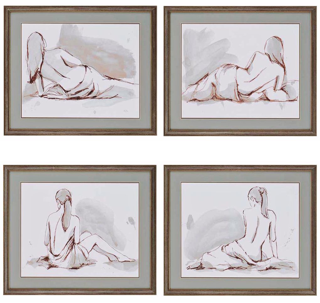 Set of 4 Draped Nude Wall Art Prints