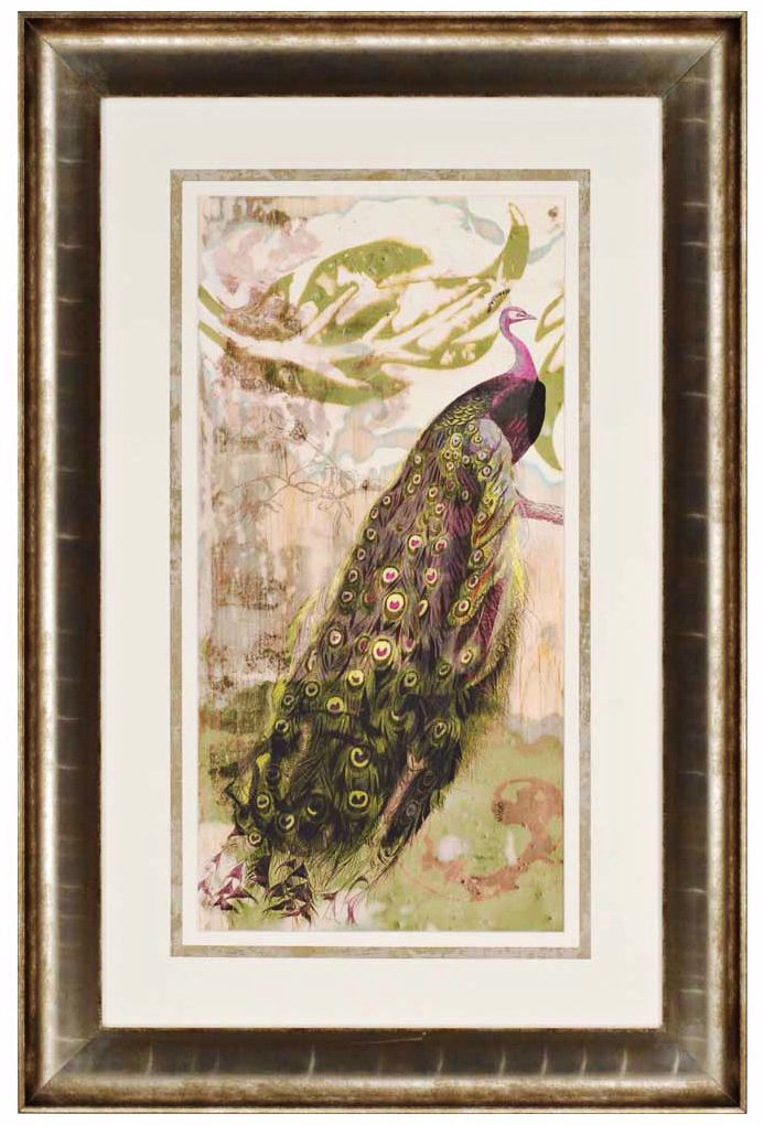 Rustic Peacock I 45" High Framed Wall Art
