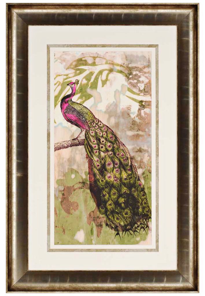 Rustic Peacock II 45" High Framed Wall Art