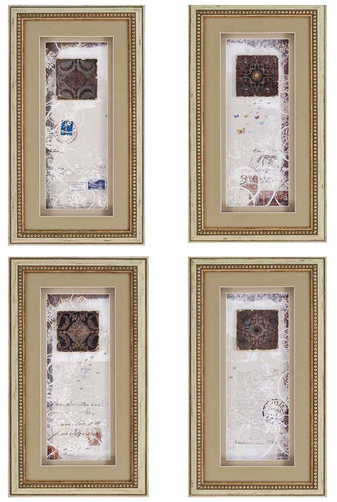 Set of 4 Illusion Tiles 23" High Framed Wall Art