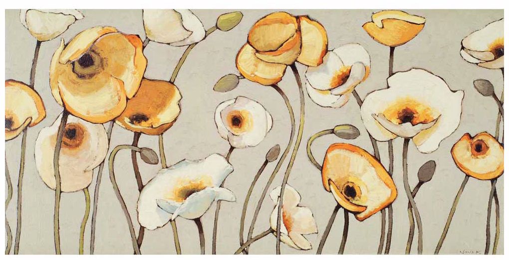 Jaune Gris I 39" Wide Floral Canvas Wall Art