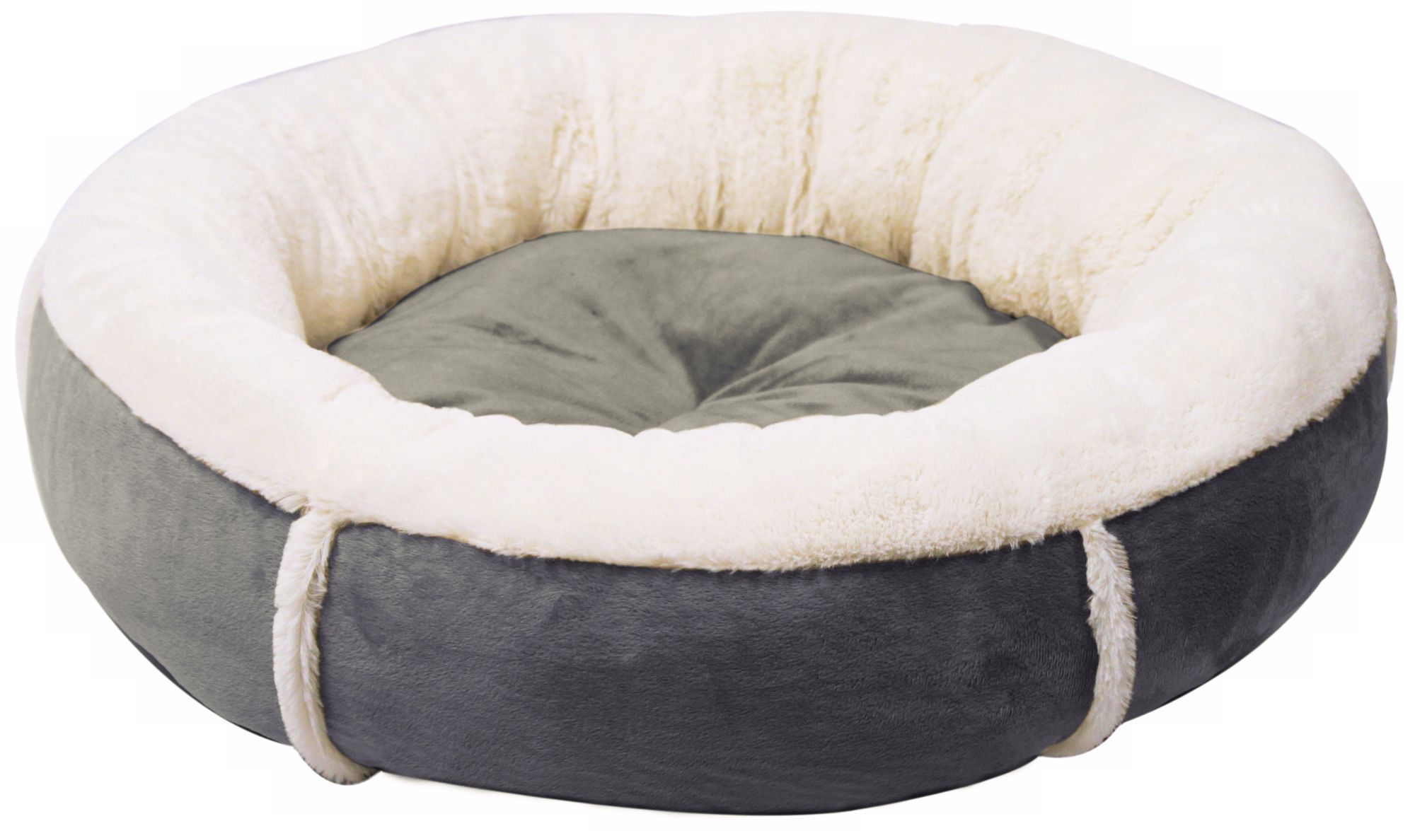 Grey 24" Wide Round Bumper Medium Pet Bed