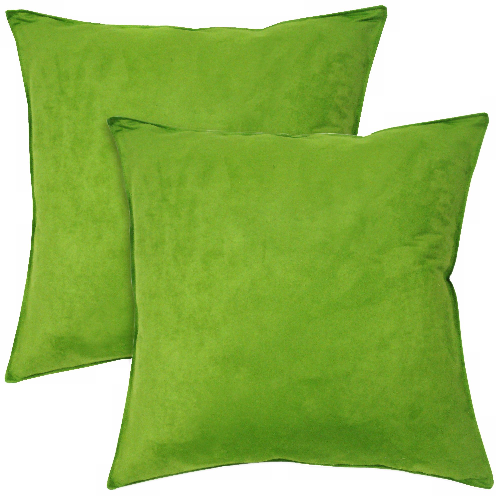 Set of 2 Kiwi Green Suede 18" Square Down Throw Pillow