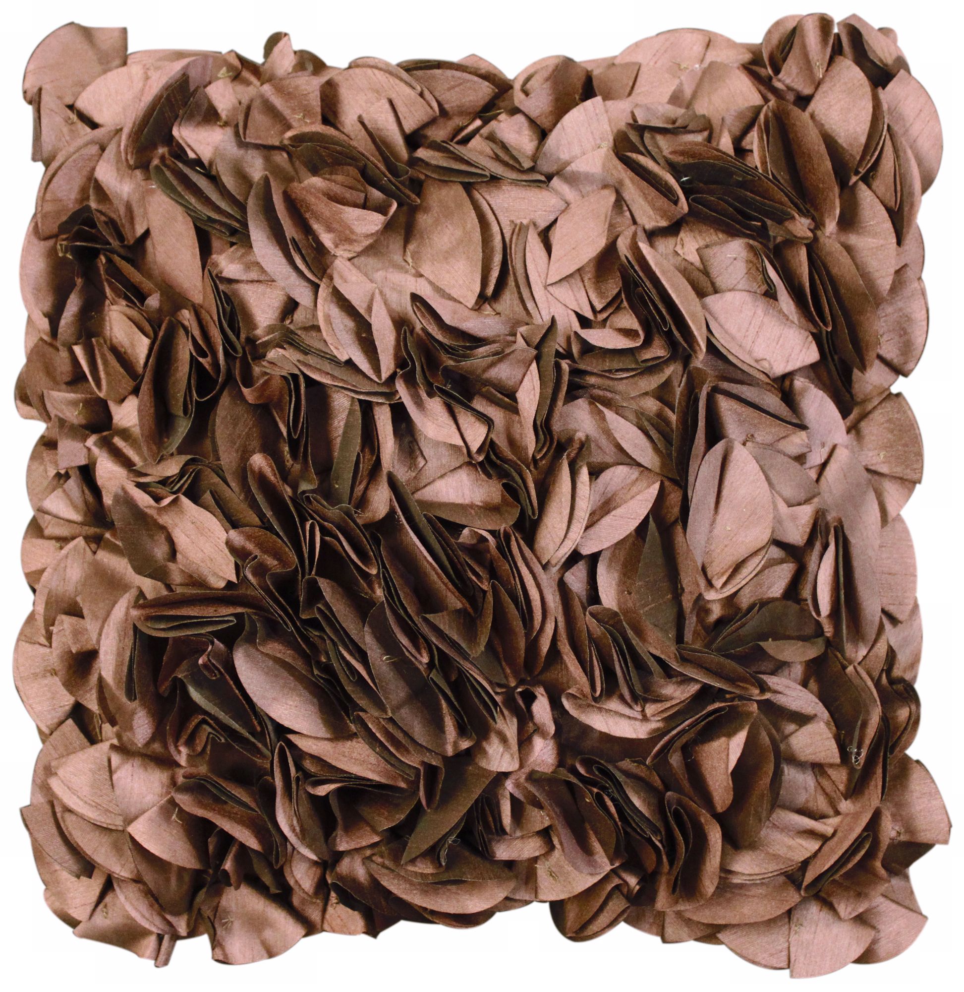 Ruffled Chocolate Tulip 18" Square Down Throw Pillow