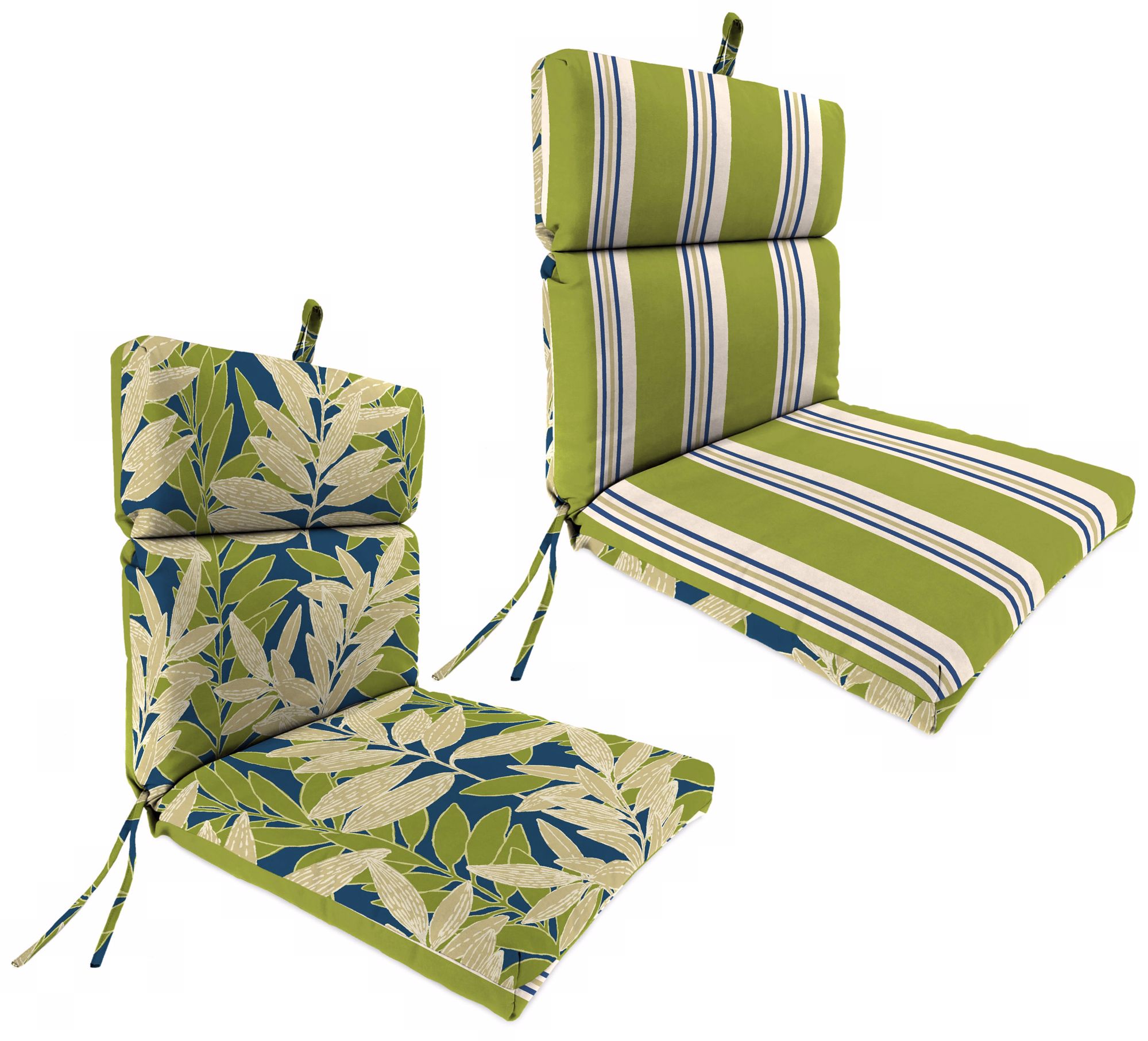 Cobalt White Kiwi French Edge 21" Outdoor Chair Cushion