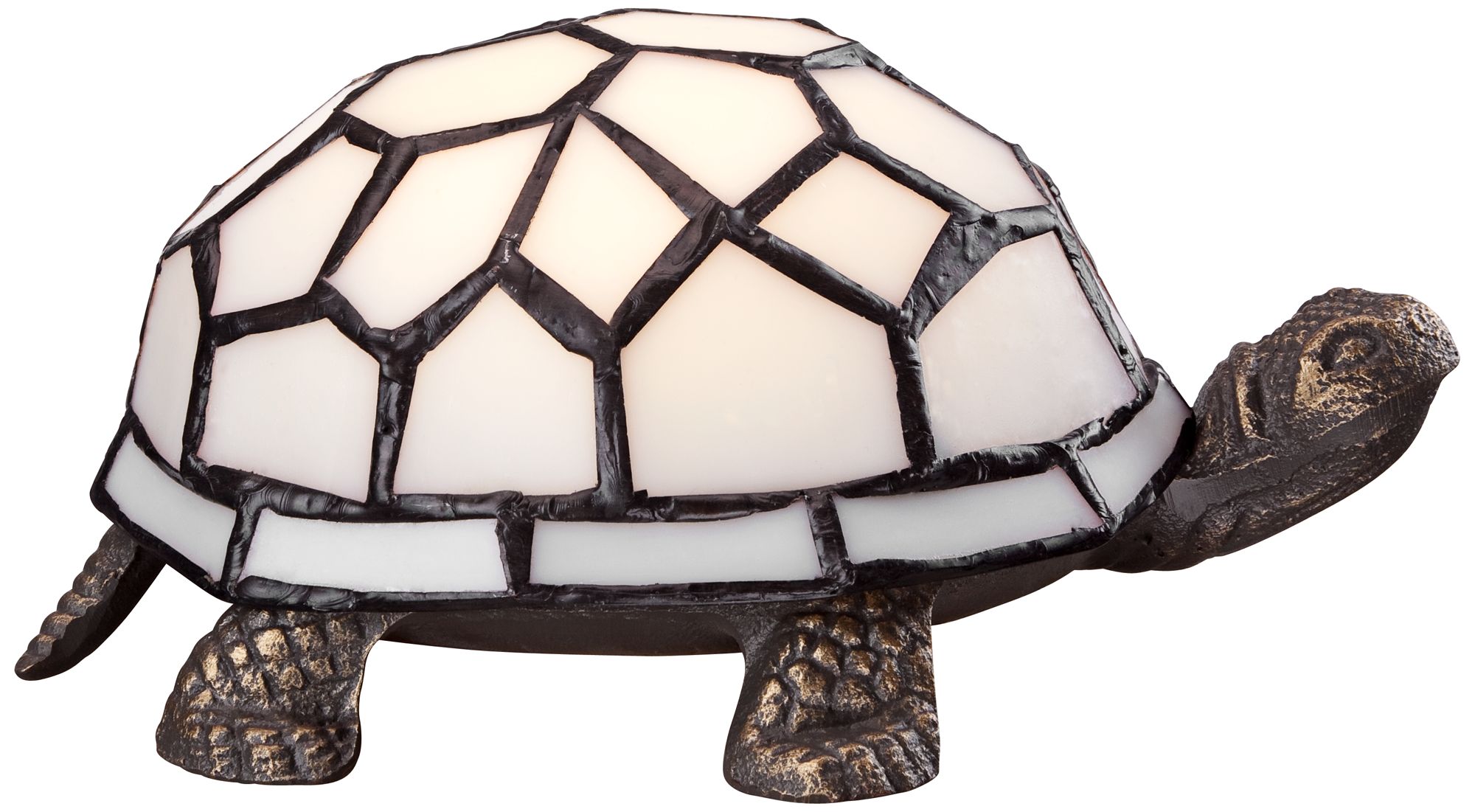 Tiffany Style LED White Shell Turtle Accent Lamp