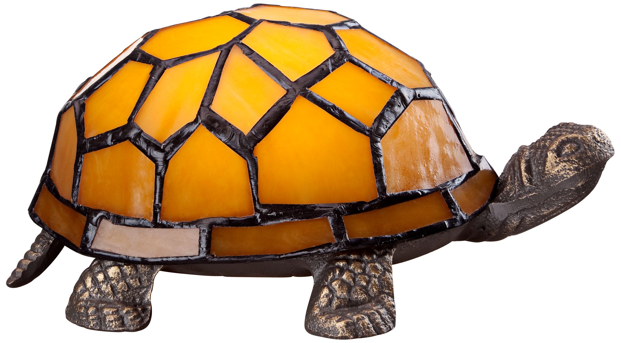 Tiffany Style LED Amber Shell Turtle Accent Lamp