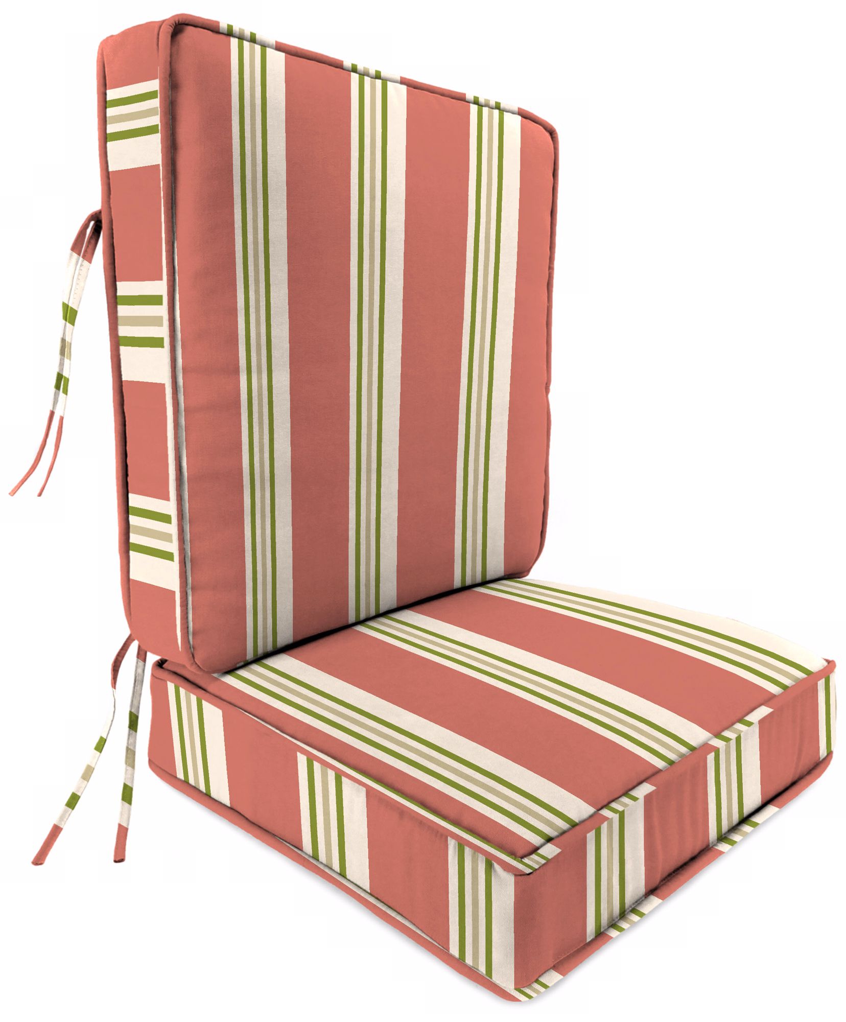 Coral Green and Tan II Boxed Outdoor Seat Cushion