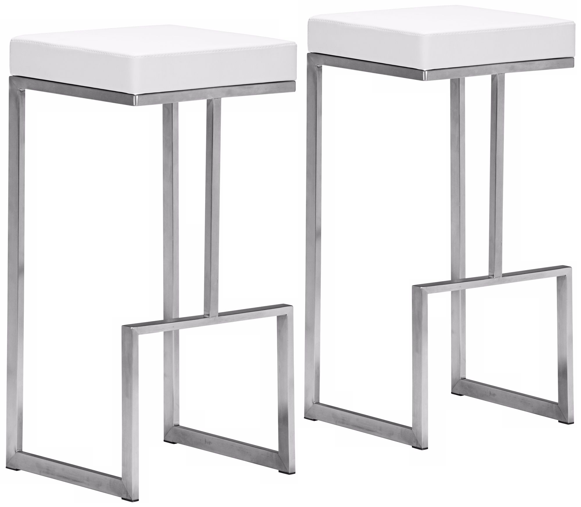 Set of 2 Zuo Modern Darwen 30" High White Bar Stools