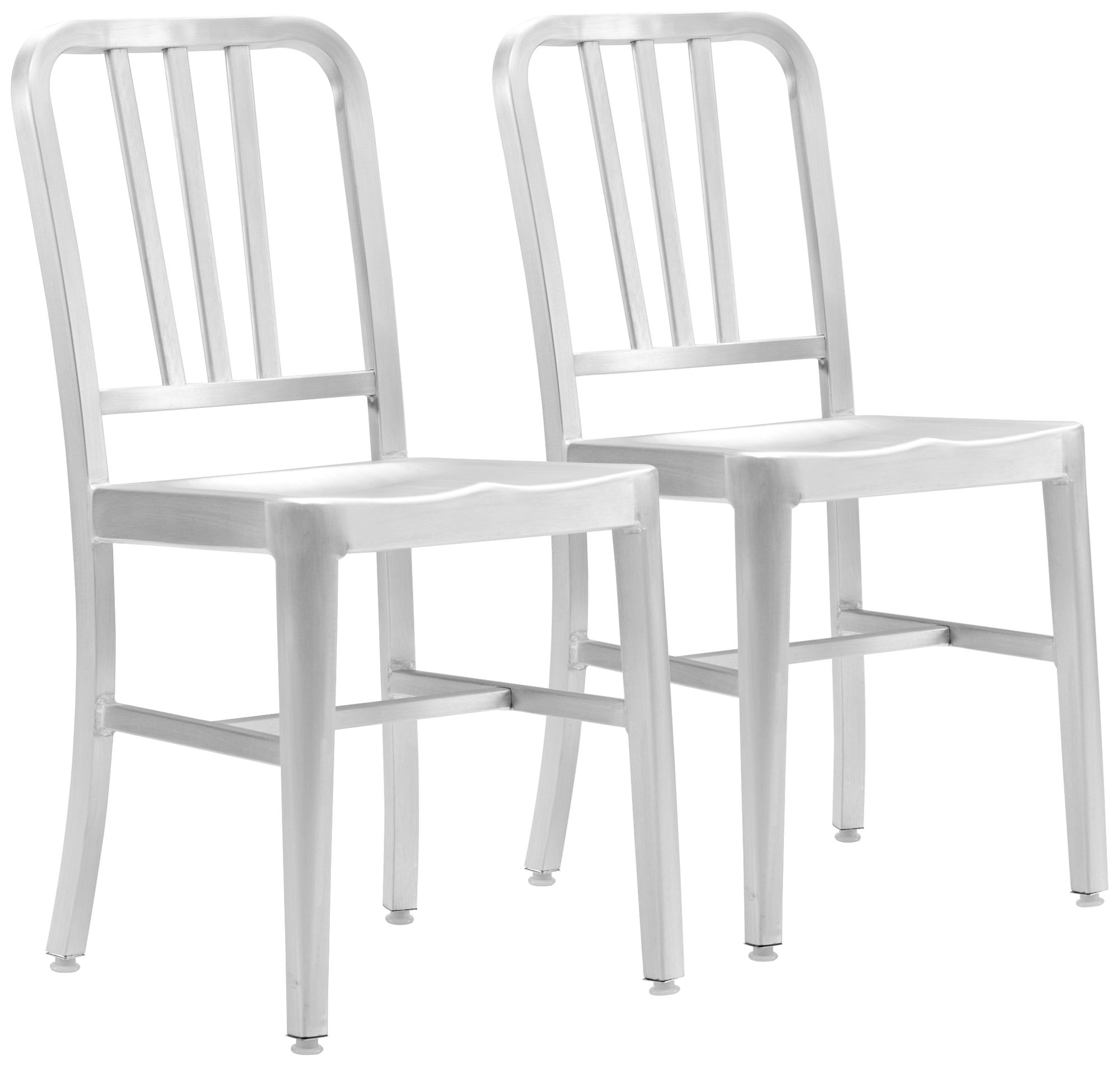 Set of 2 Brushed Aluminum Bistro Chairs