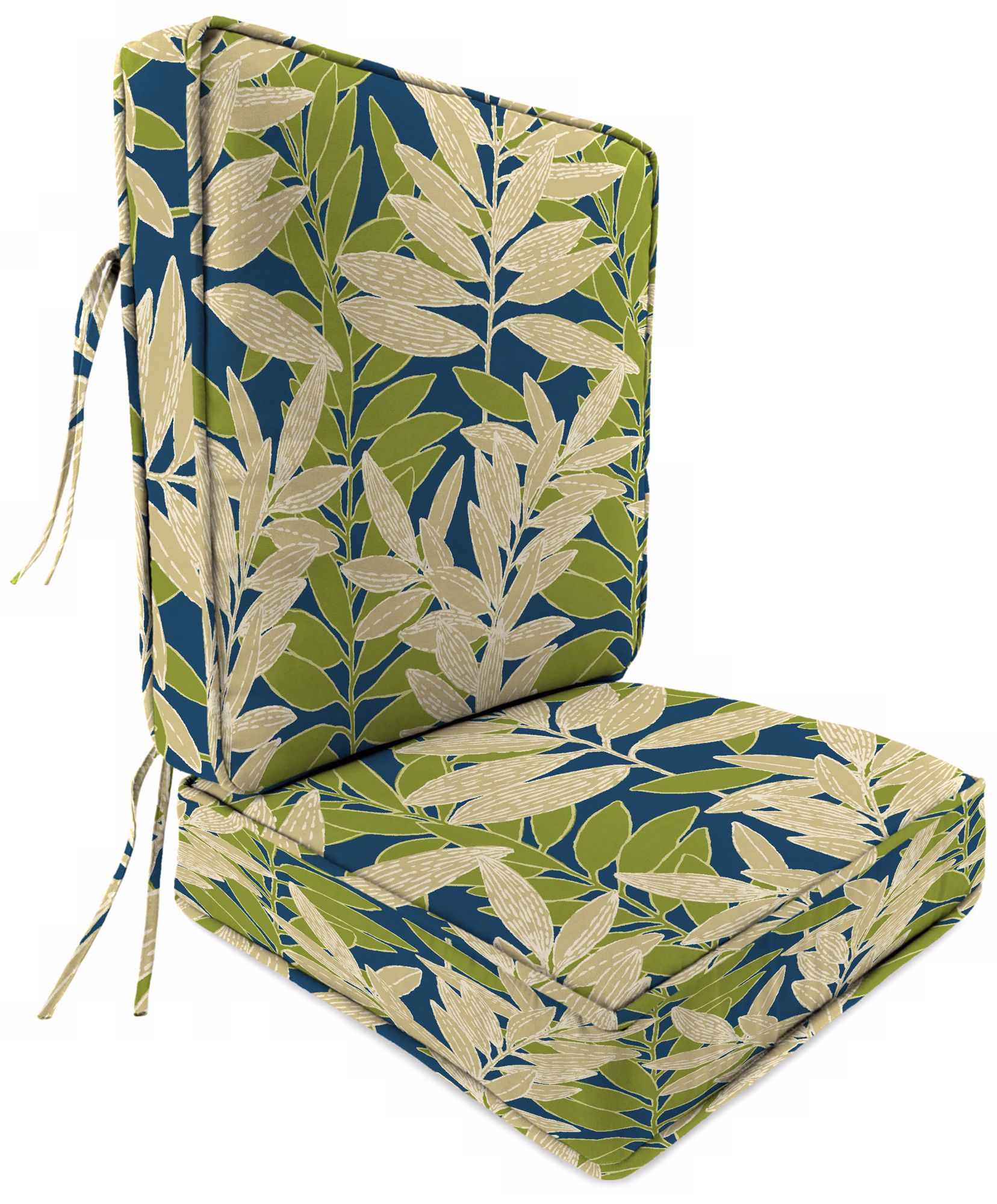 Cobalt White and Kiwi Attached Outdoor Seat Cushion