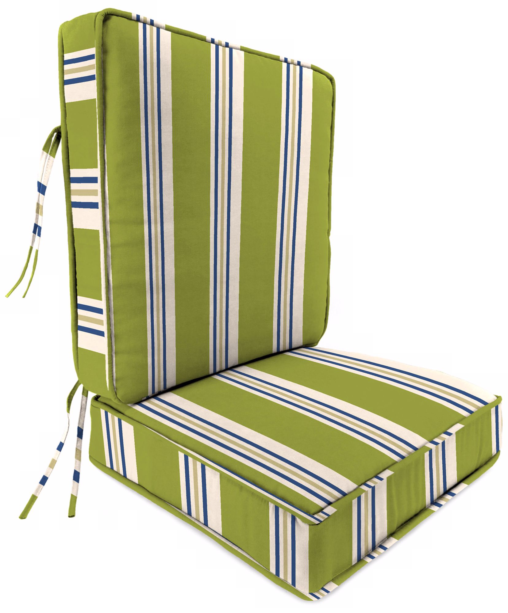 Cobalt White and Kiwi II Attached Outdoor Seat Cushion