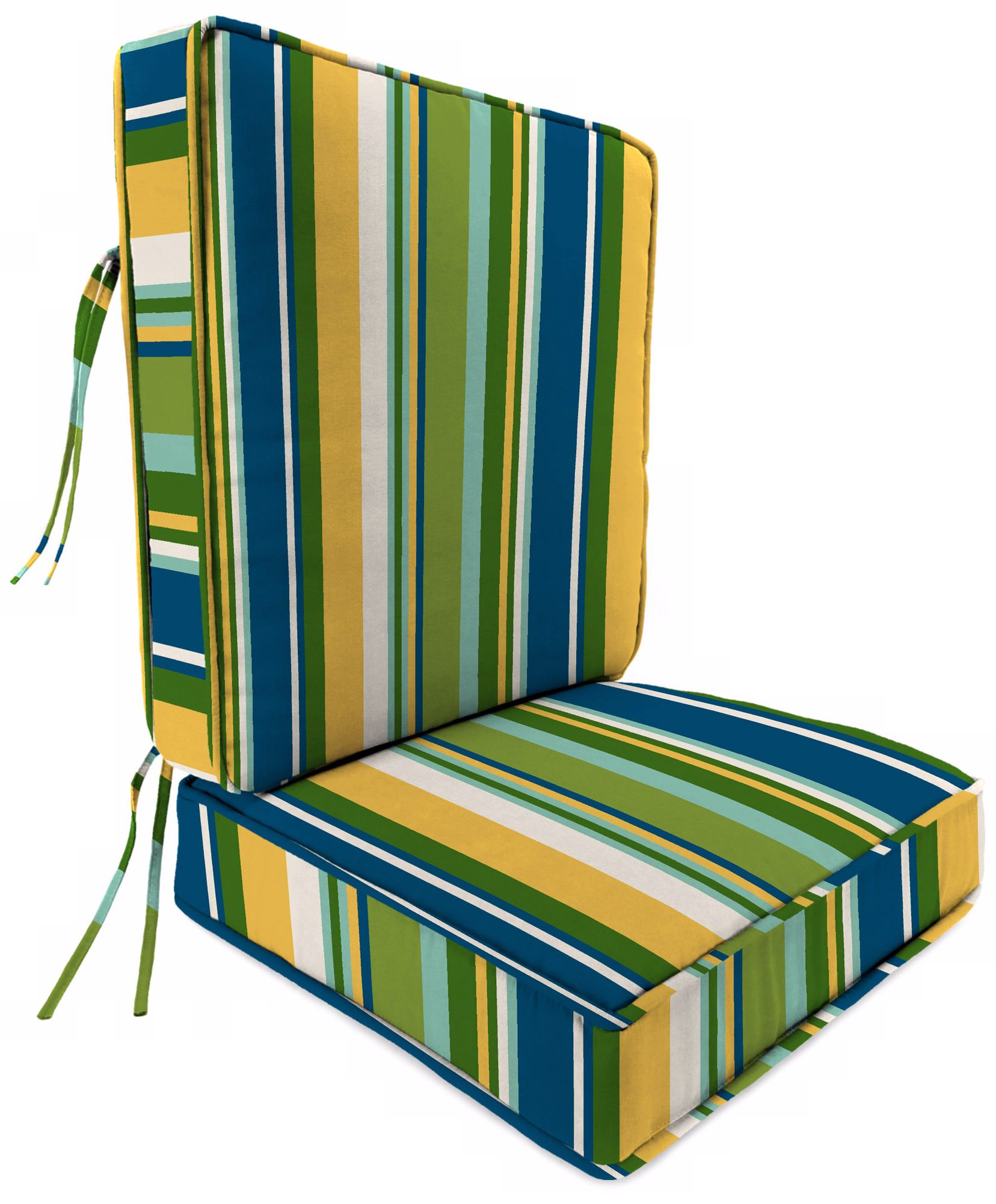 Light Blue and Green II Attached Outdoor Seat Cushion