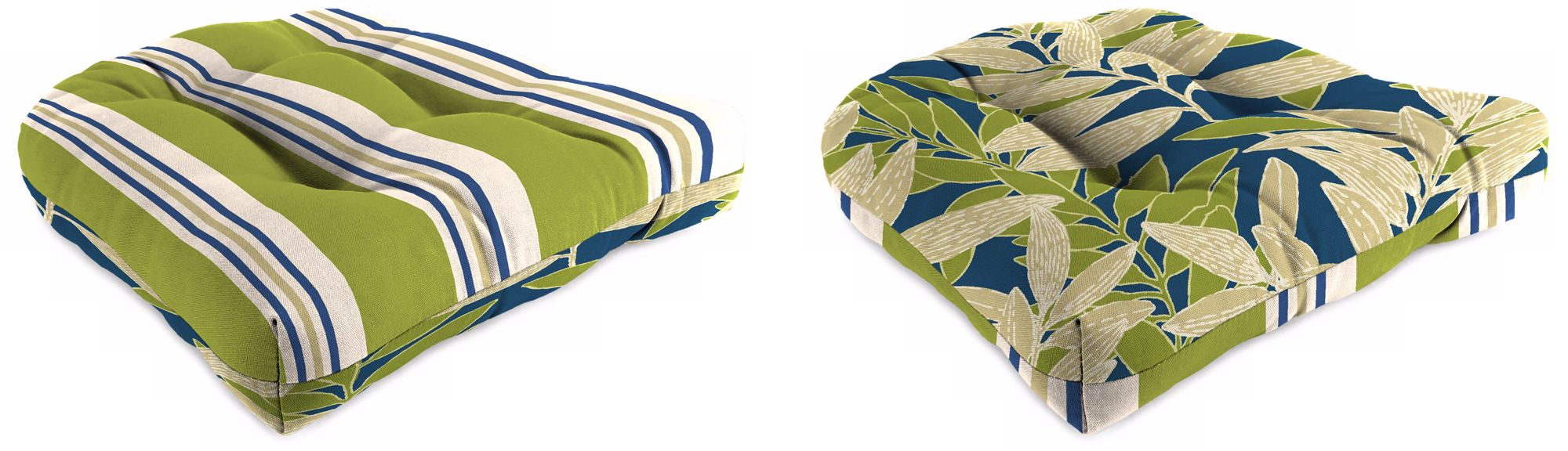 Set of 2 Cobalt White Kiwi Outdoor Wicker Seat Cushions