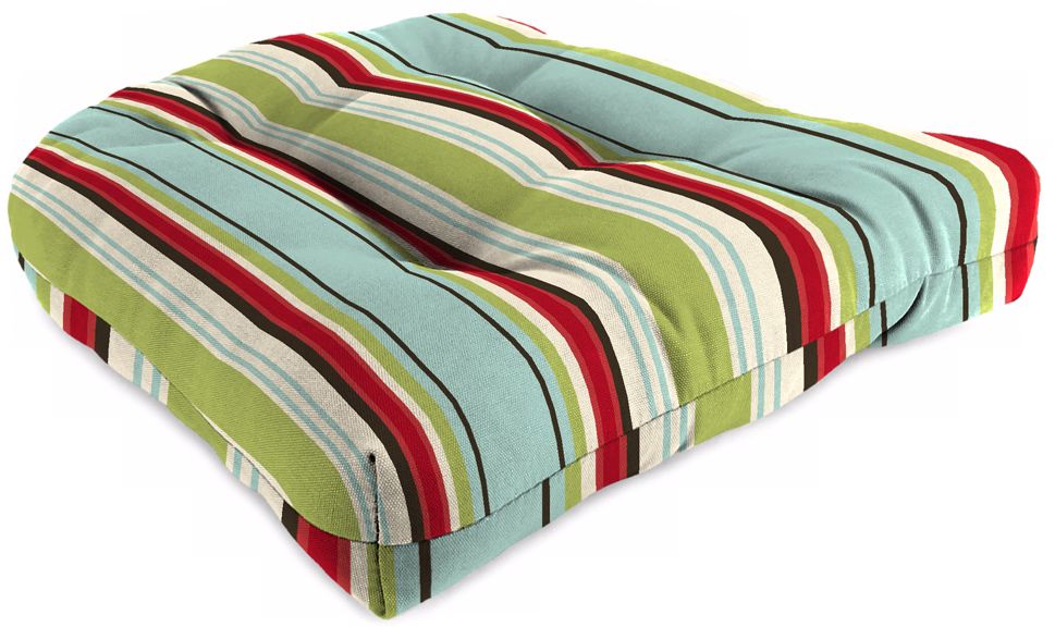 Set of 2 Kiwi Red and Blue Outdoor Wicker Seat Cushions