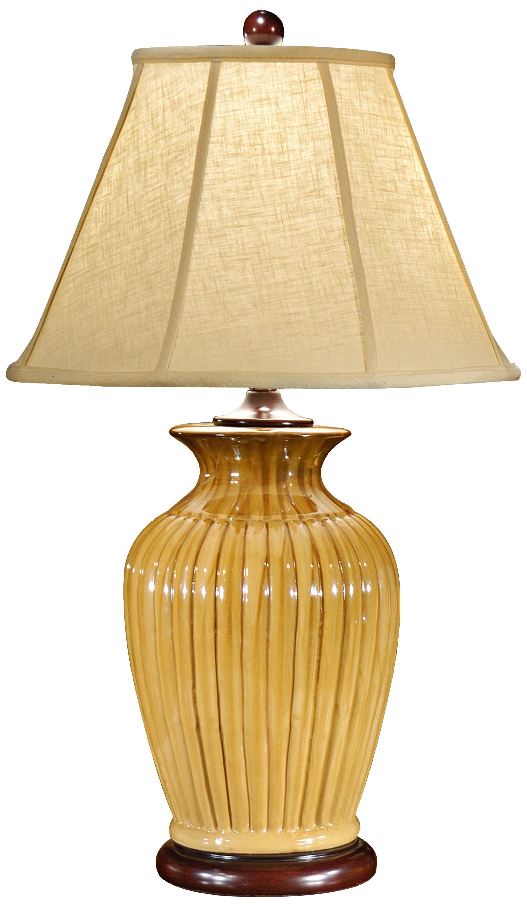 Wildwood Ribbed Jar Porcelain Walnut Table Lamp