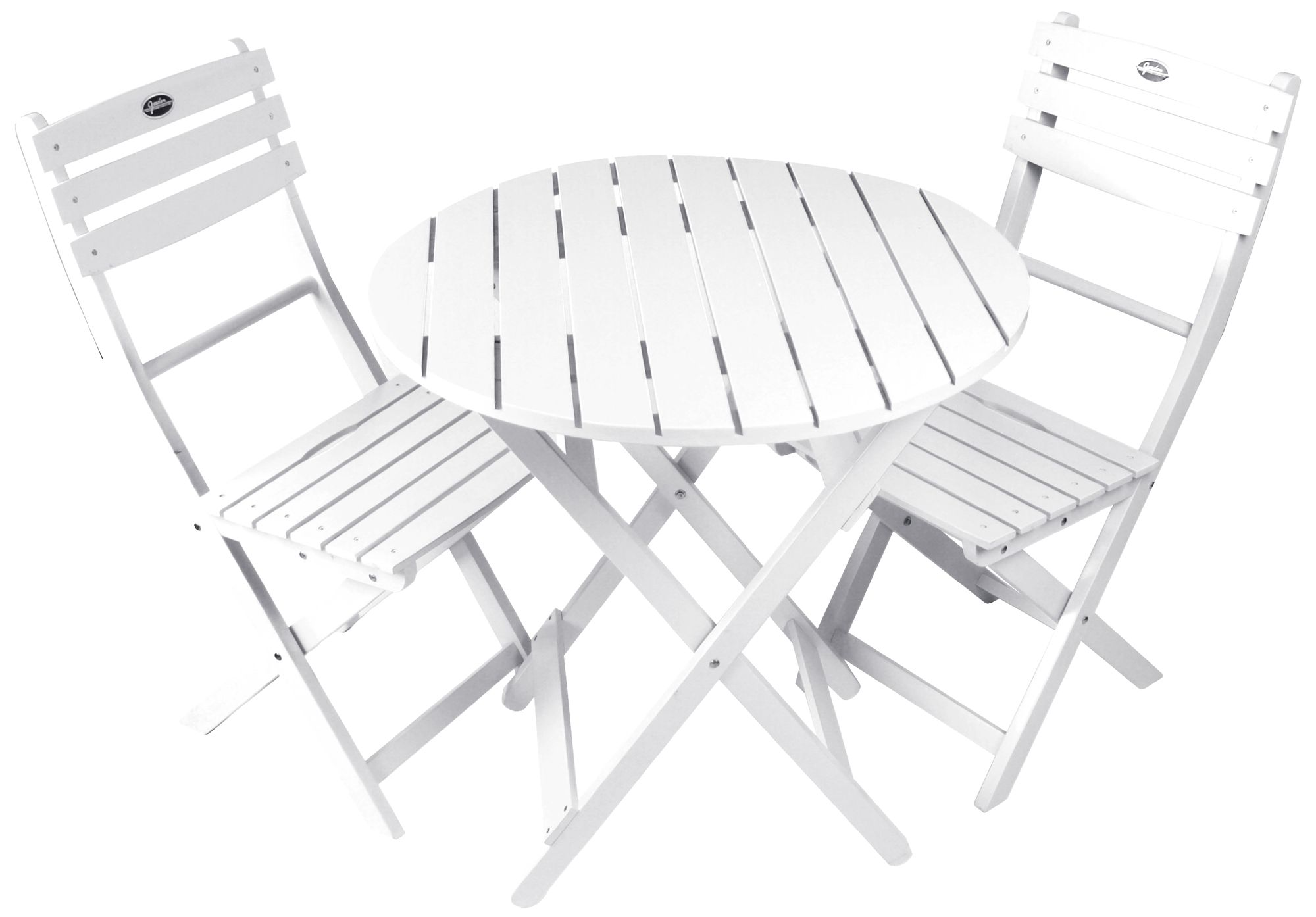 Tea Time 3-Piece White Folding Outdoor Bistro Set