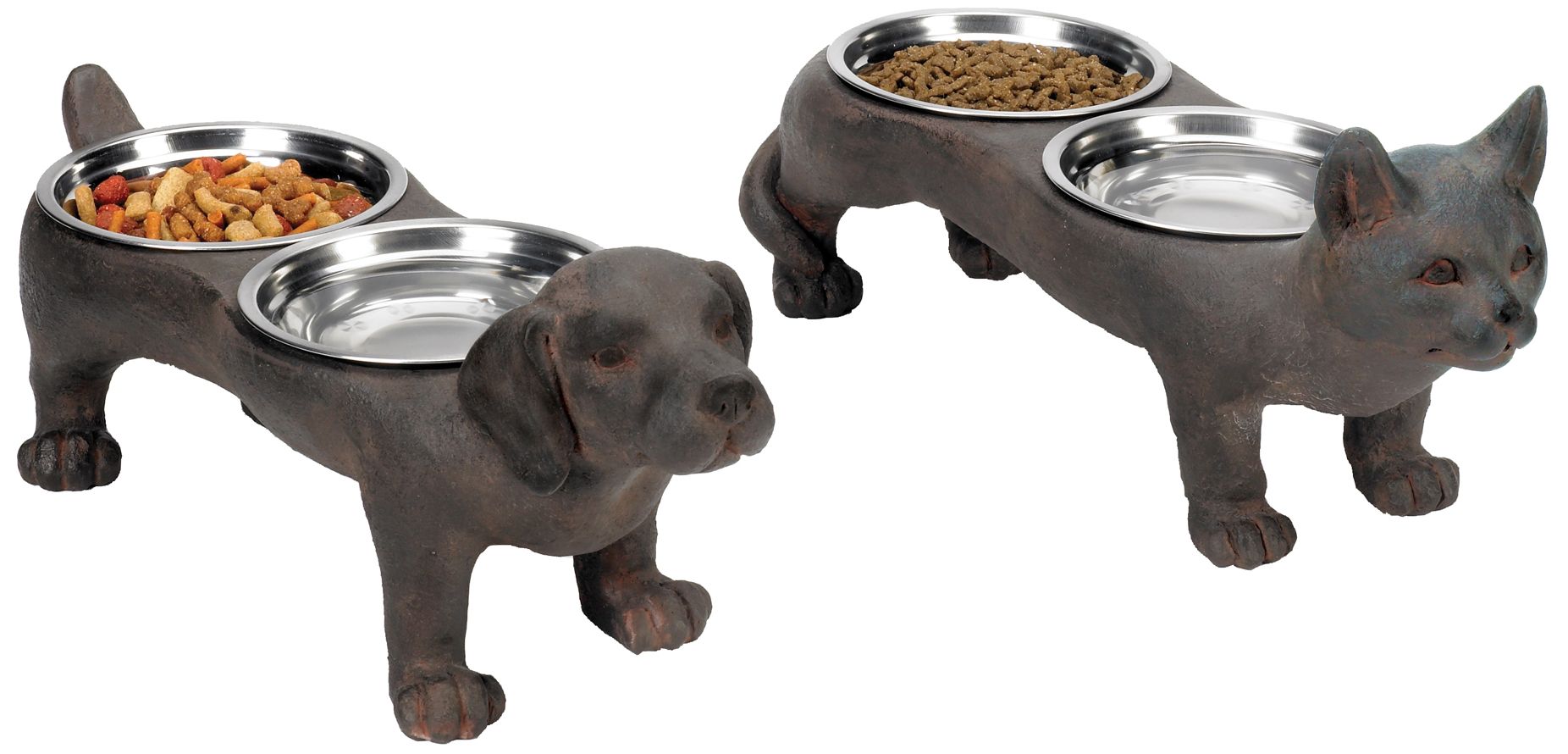 Set of 2 Black and Rust Pet Bowls