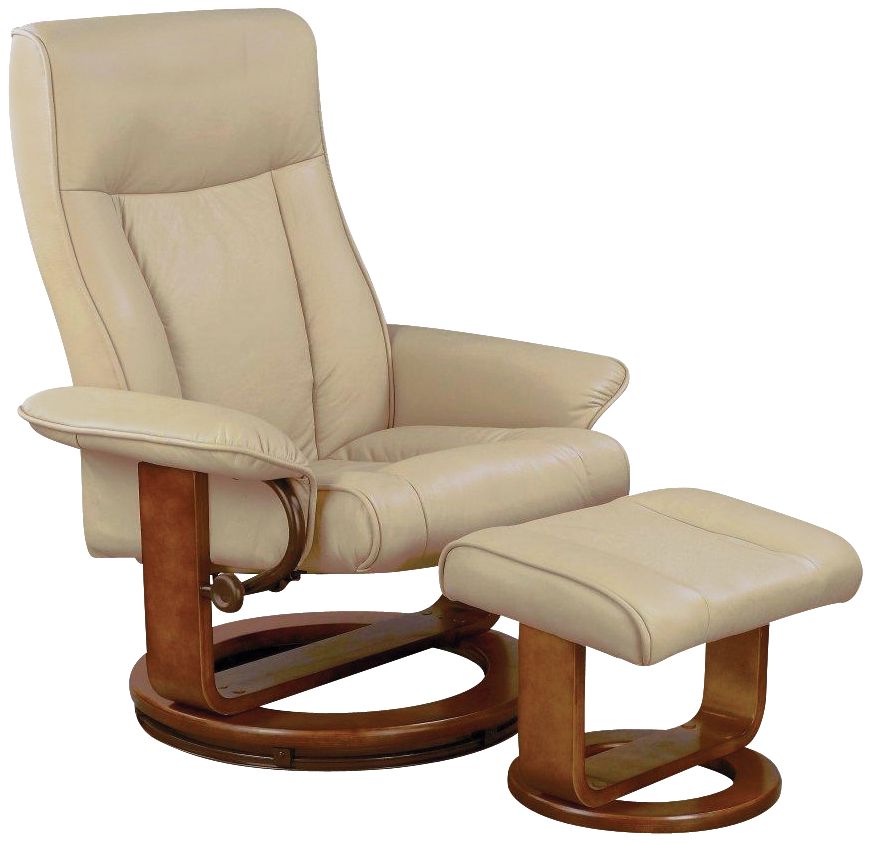 Euro Design Tan Cobblestone Swivel Recliner and Ottoman