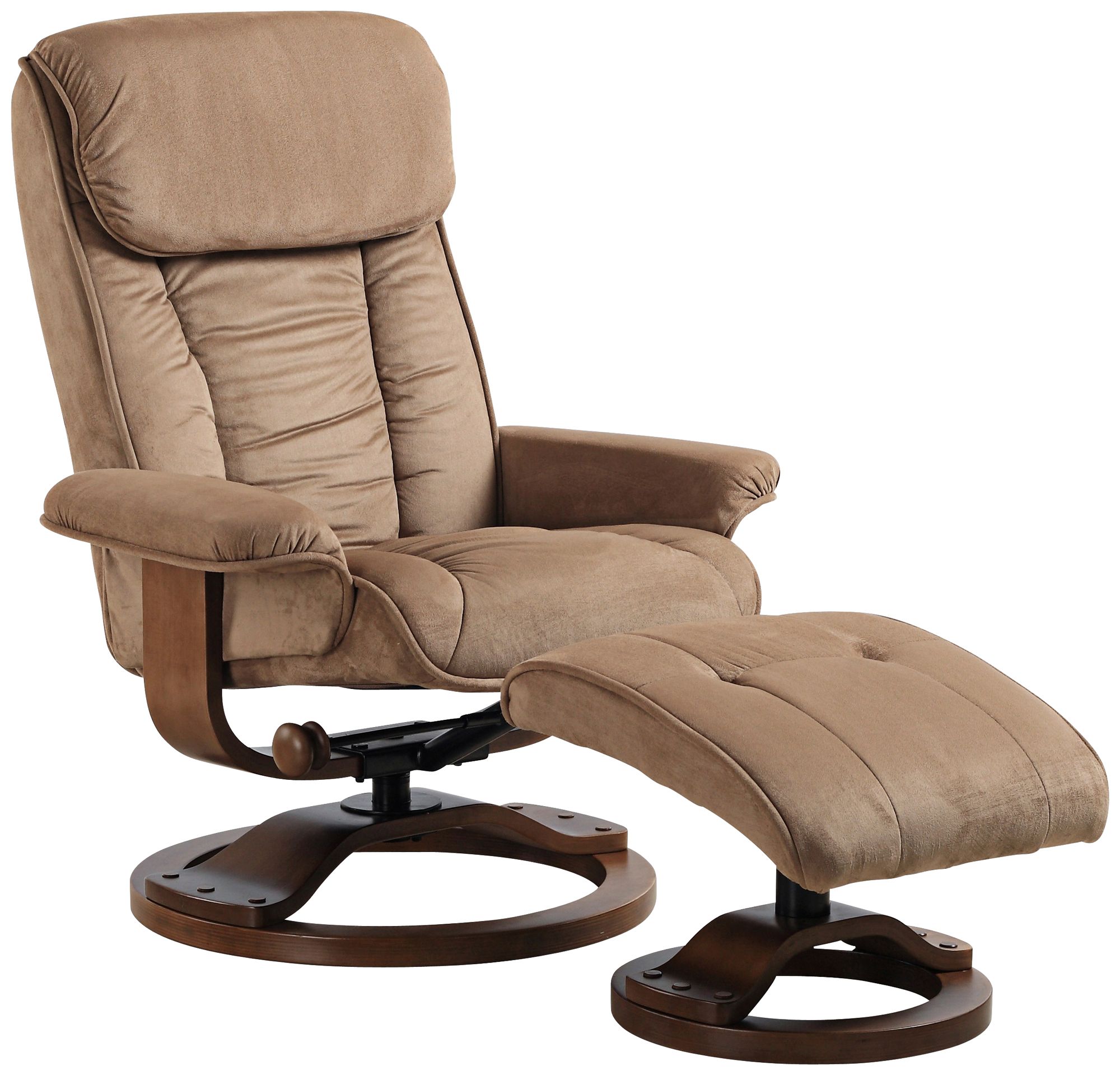 Euro Design Mocha Swivel Recliner and Ottoman