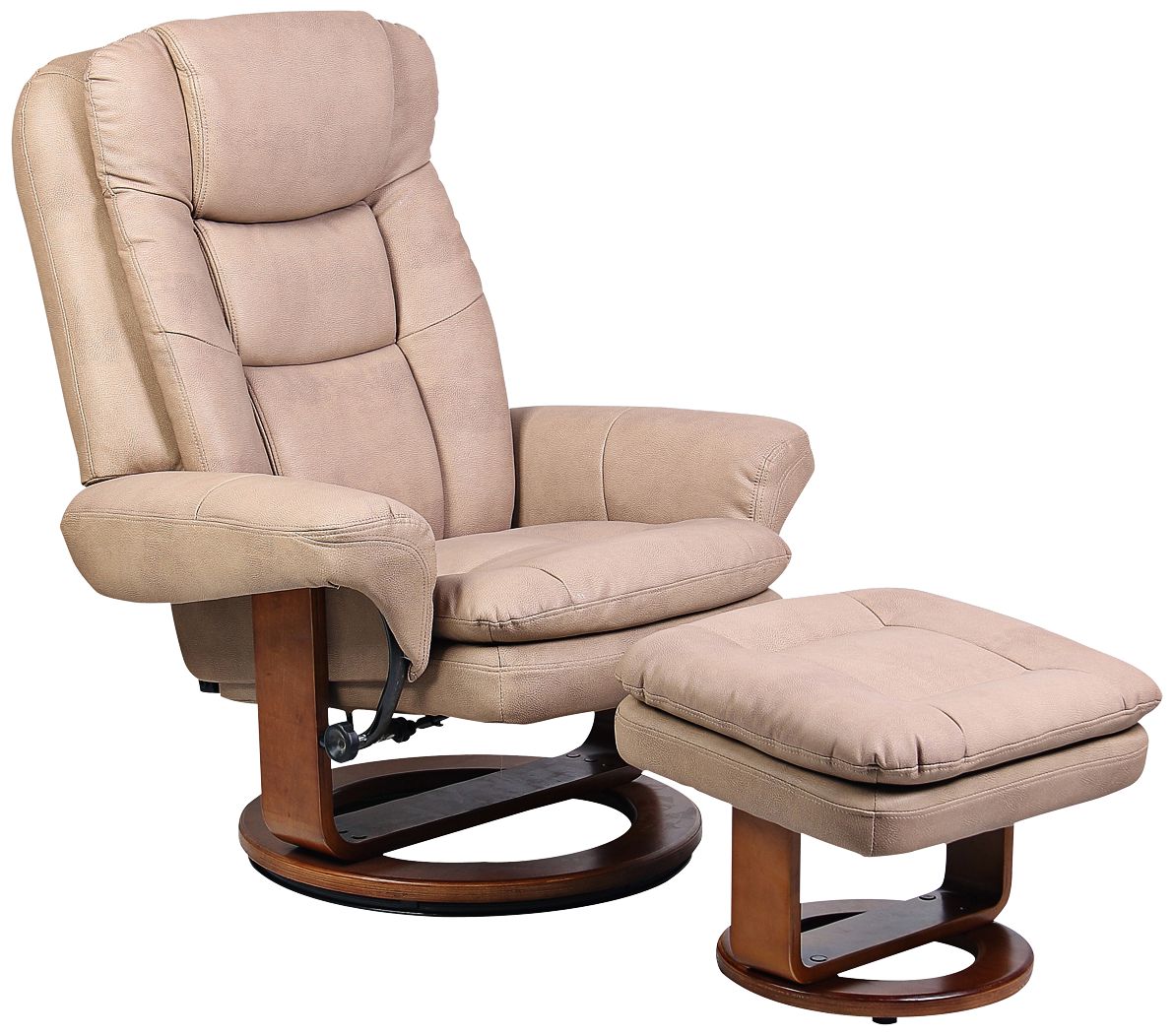 Euro Stone Bonded Leather Swivel Recliner with Ottoman
