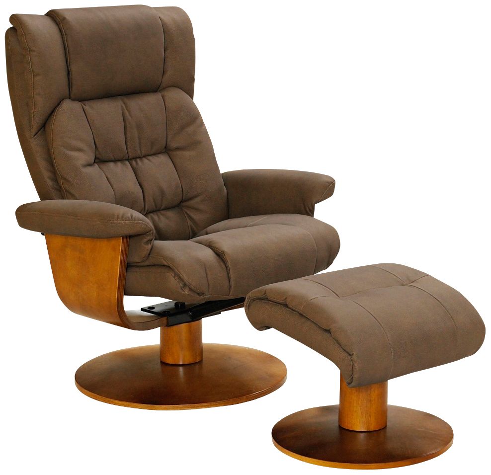 Oslo Chocolate Bonded Leather Recliner and Ottoman