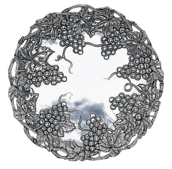 Arthur Court Grape 12" Round Hand-Crafted Aluminum Platter