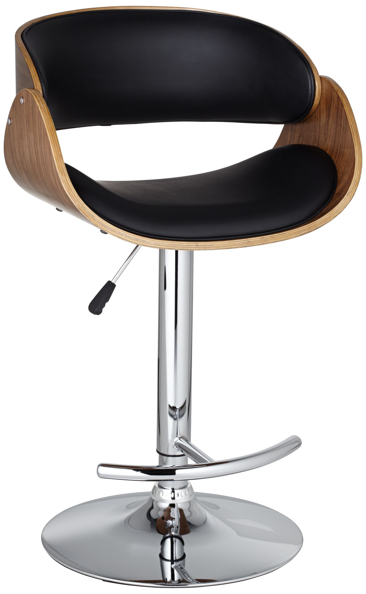 Kaffina Adjustable Black and Wood Barstool