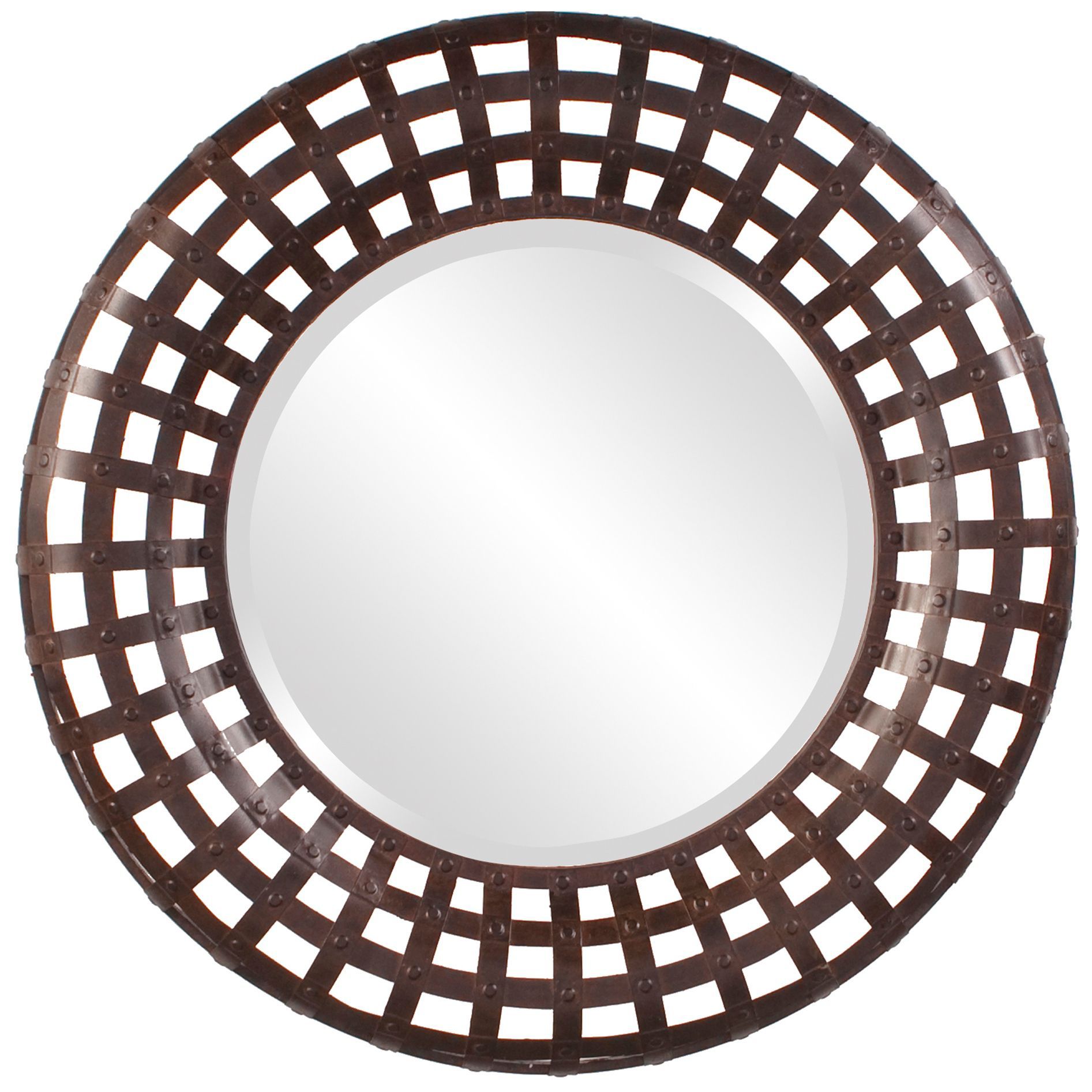 Howard Elliott 36" Wide Round Rust Metal Wall Mirror