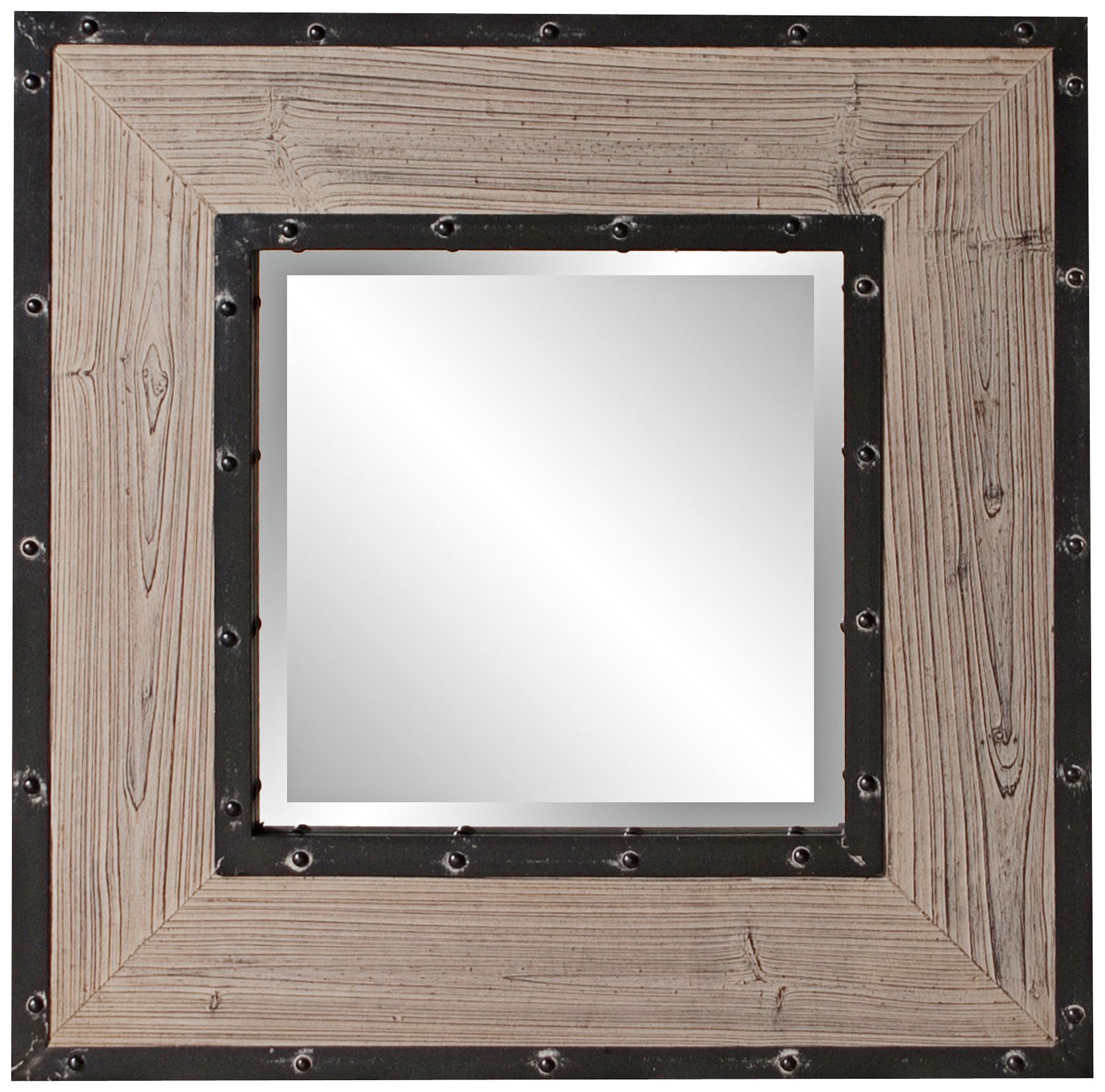 Howard Elliott 24" Square Natural Wood Wall Mirror
