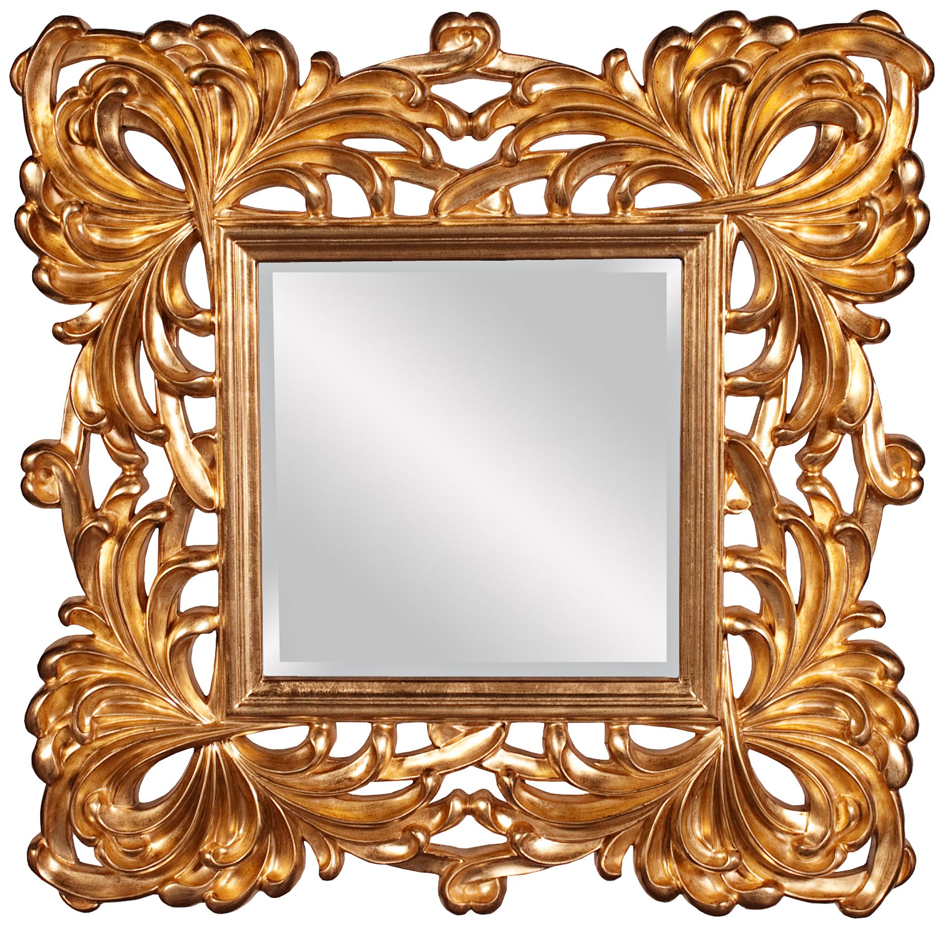 Howard Elliott 39" Square Bright Gold Lead Wall Mirror