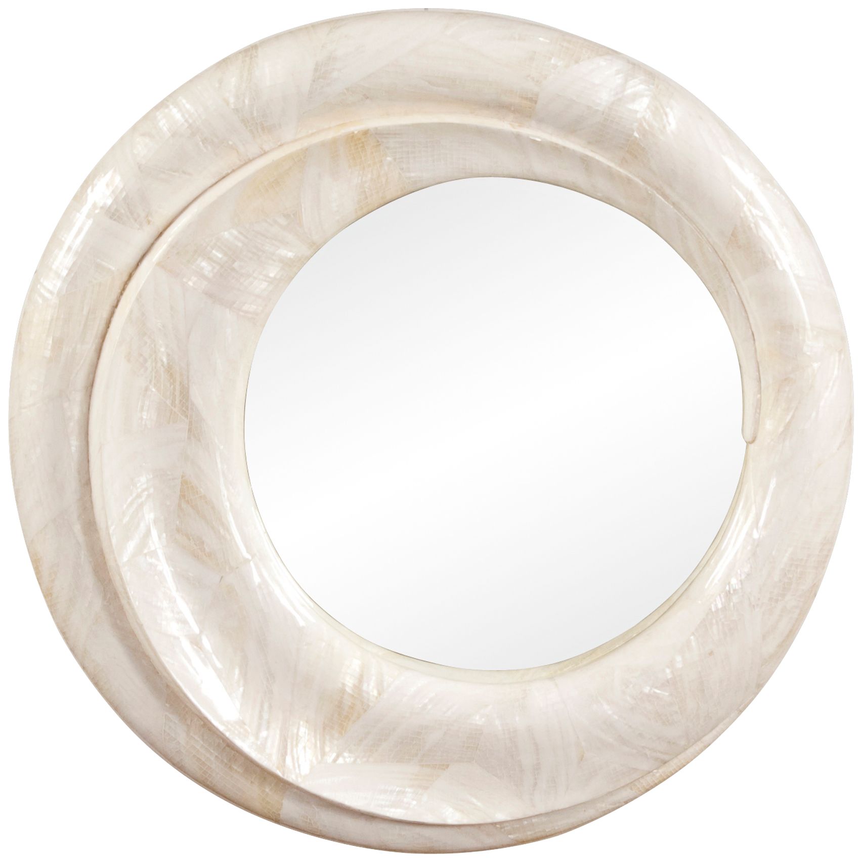 Howard Elliott 22" Round Mother of Pearl Wall Mirror