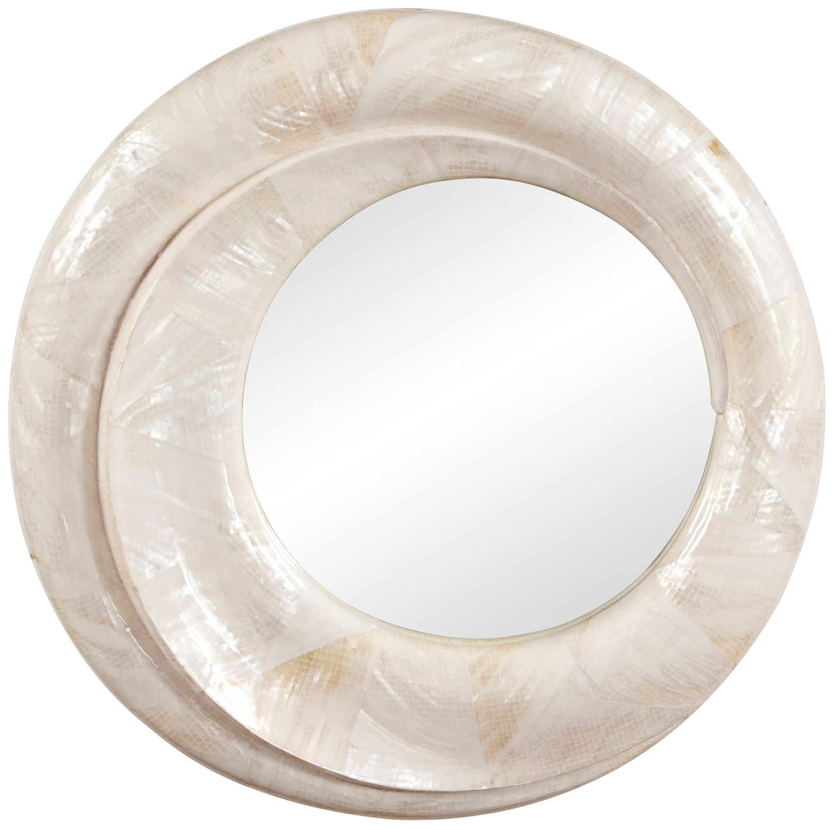 Howard Elliott 16" Round Mother of Pearl Wall Mirror