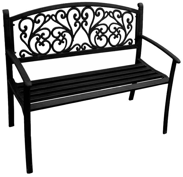 Black Scroll Steel Outdoor Bench