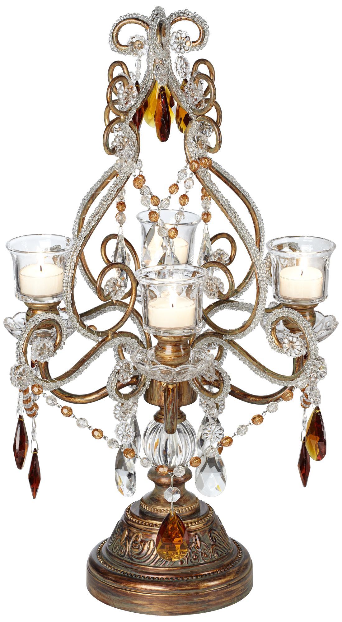 Bronze, Gold and Amber 24 1/2" High Candelabra