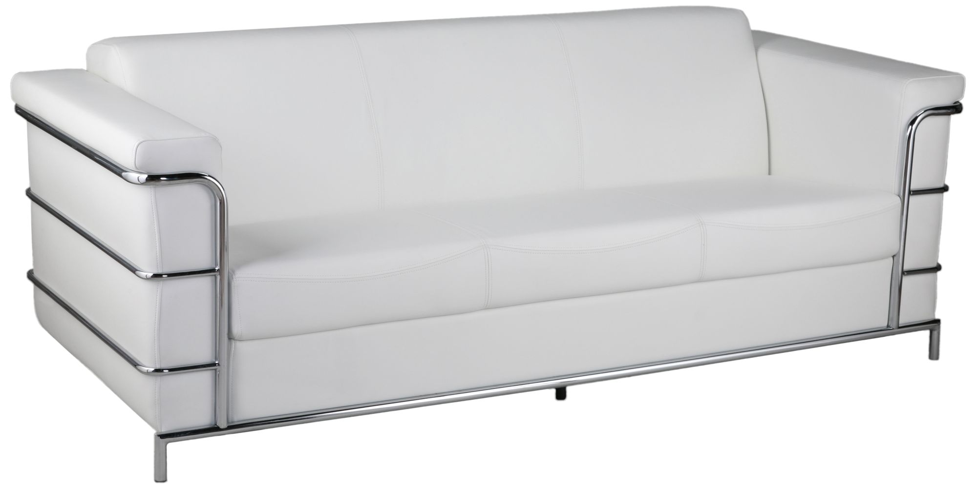 Leonardo Chrome and White Leather Sofas