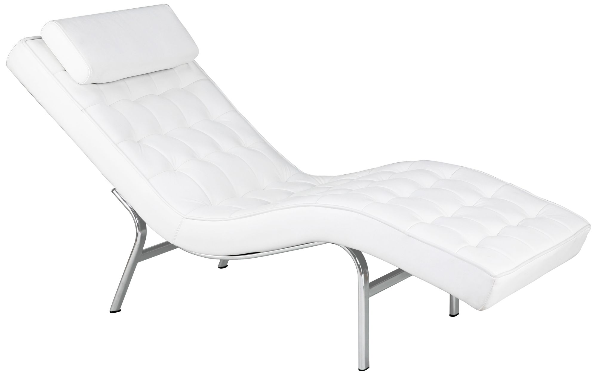 Valencia Single Chrome and White Leather Lounge Chairs